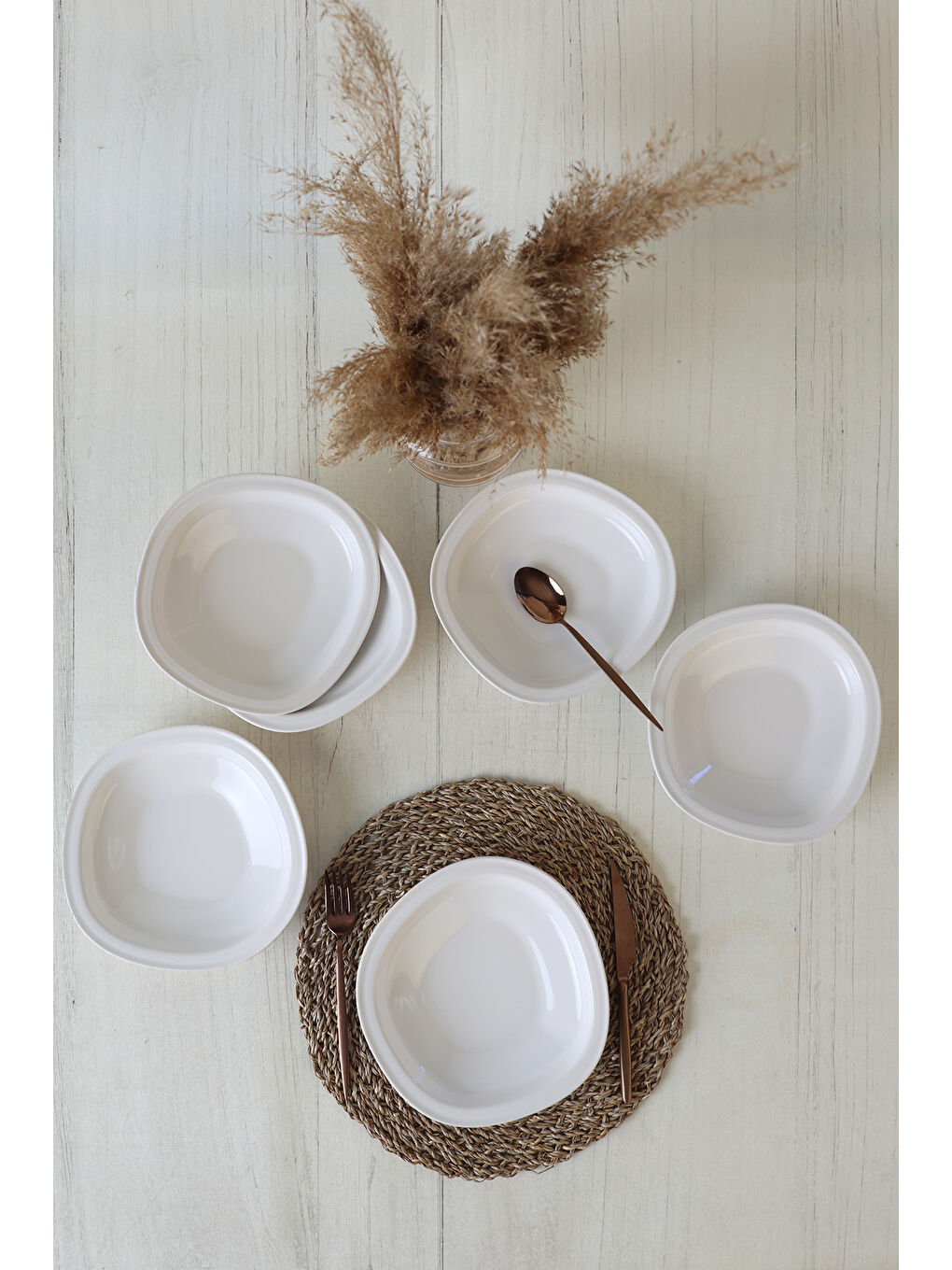 Beyaz Bloom Yemek Tabağı 24 Cm 6 Adet-6