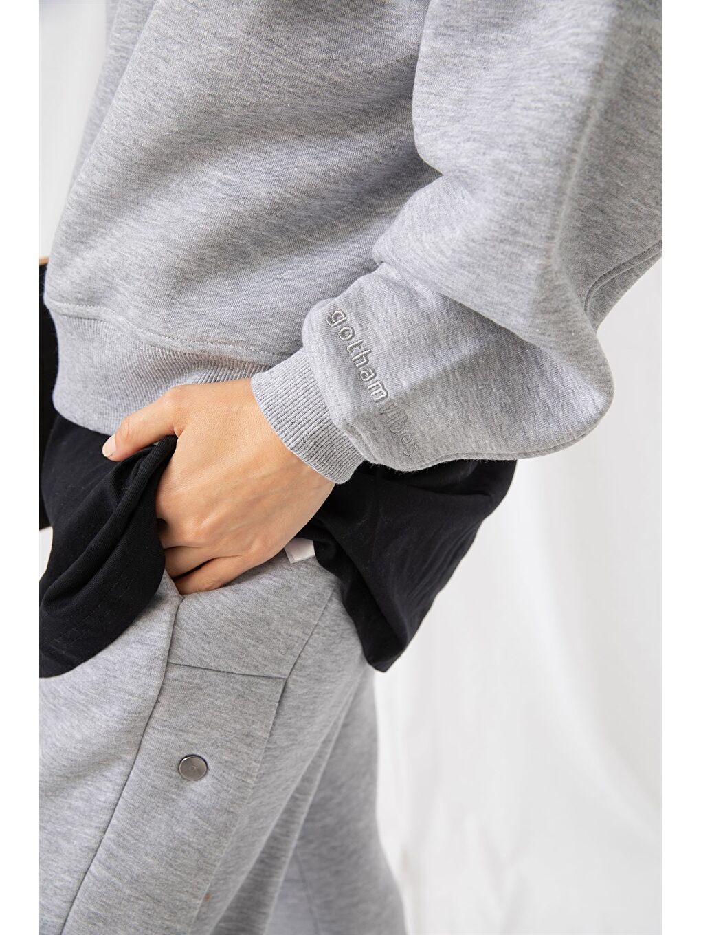 Kadın Vibe Oversize Gri Sweatshirt-4