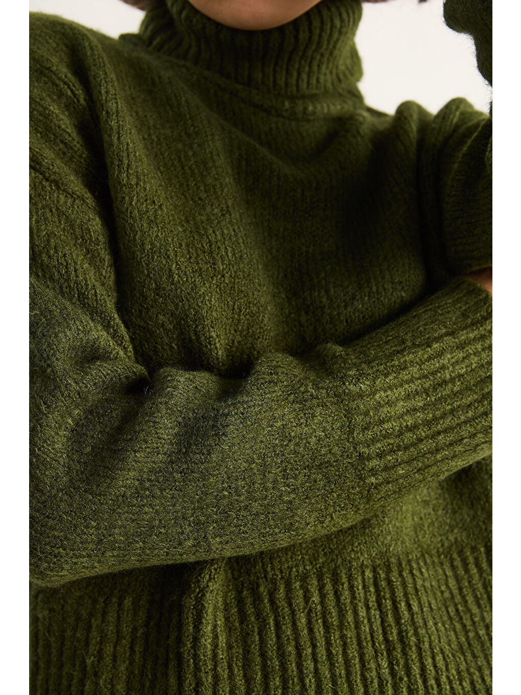 Yeşil Kadın Balıkçı Yaka Kazak-7