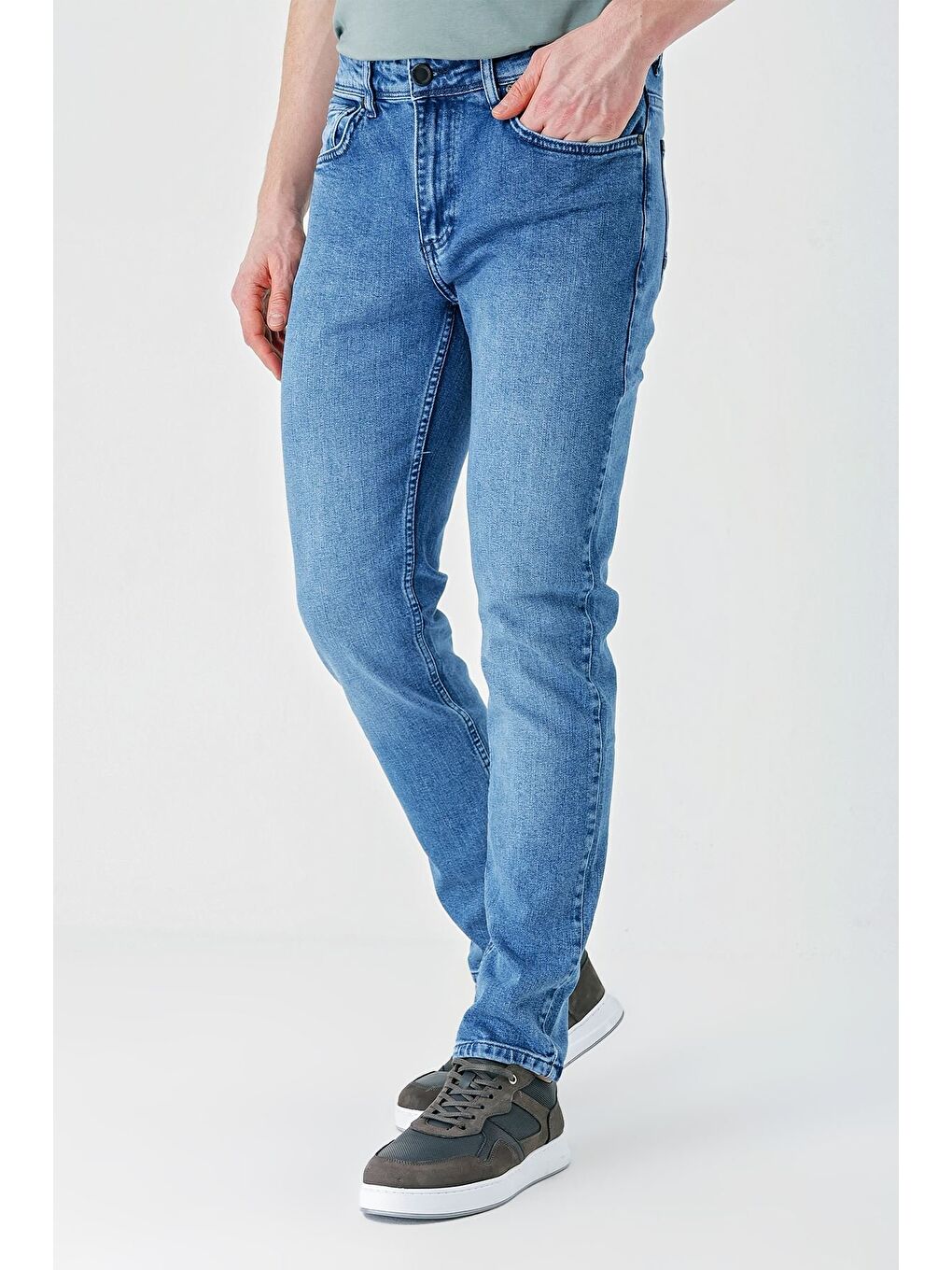 Koyu Mavi Gabardin Pamuklu 5 Cepli Slim Fit Dar Kesim Casual Denim Pantolon 1023240154