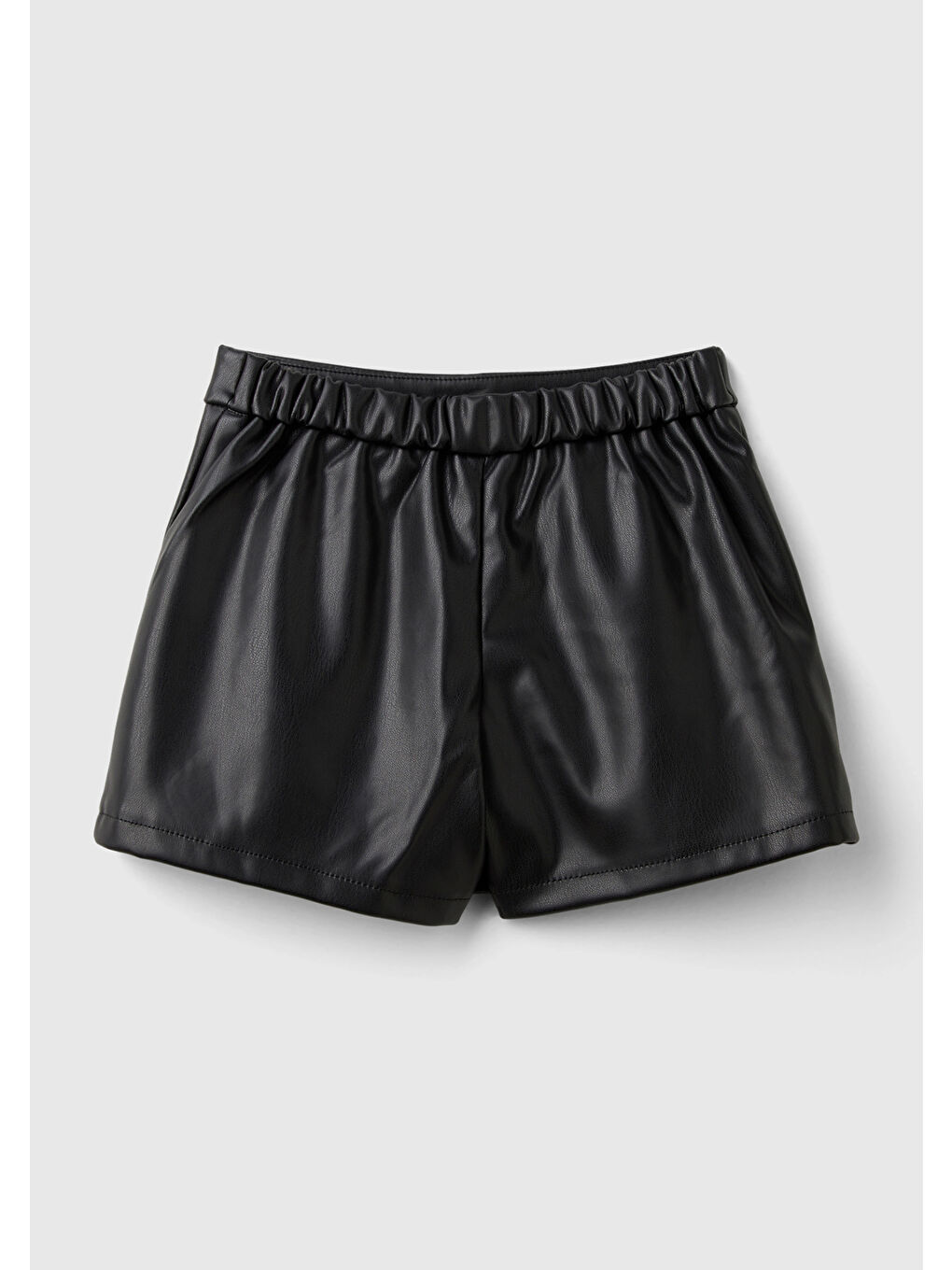 Kız Çocuk Siyah Arkası Elastik Belli Önü Parçalı Şort Etek-1