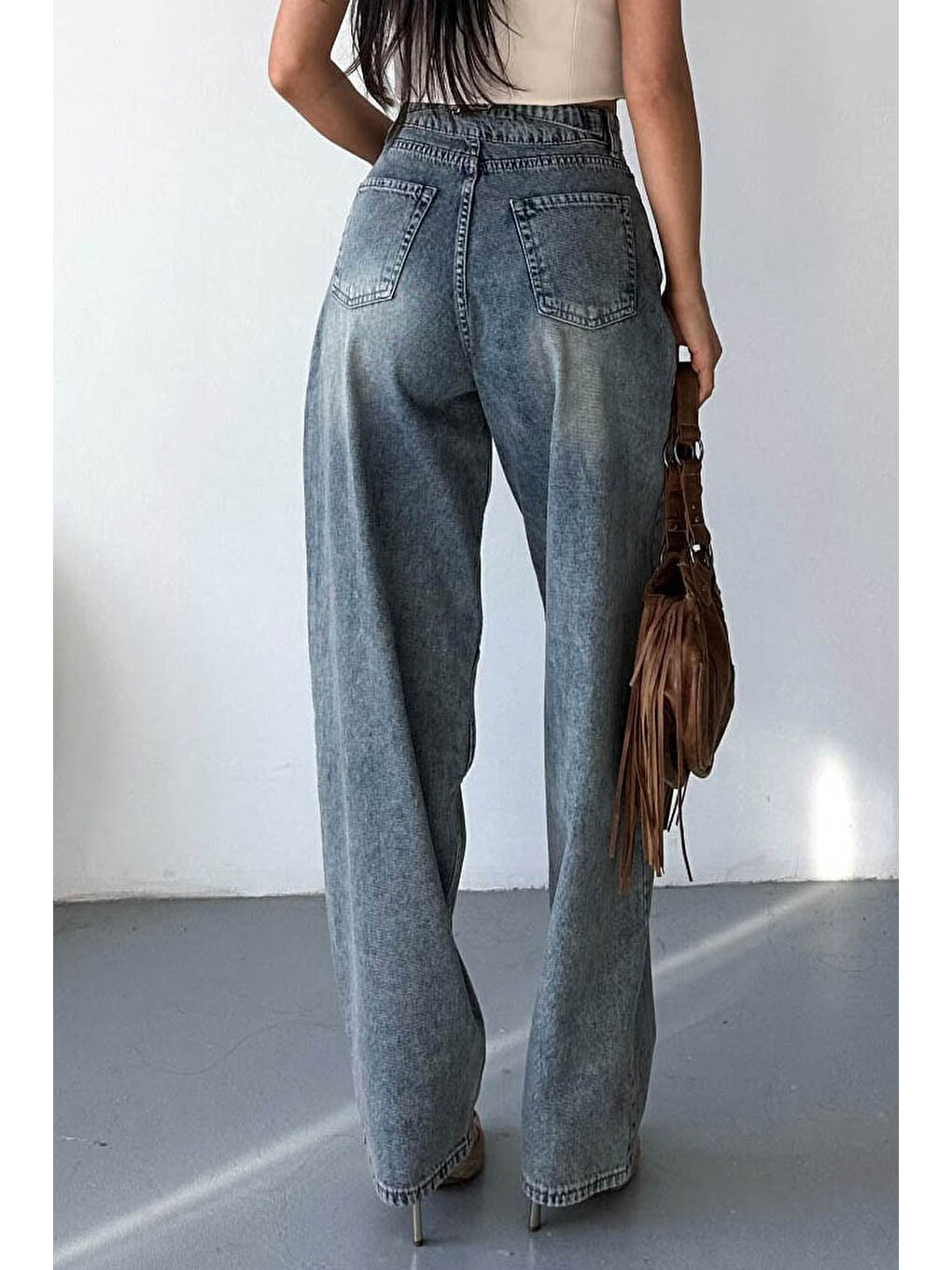 Kahverengi Tokalı Baggy Jean Pantolon Kahve - 27297-4