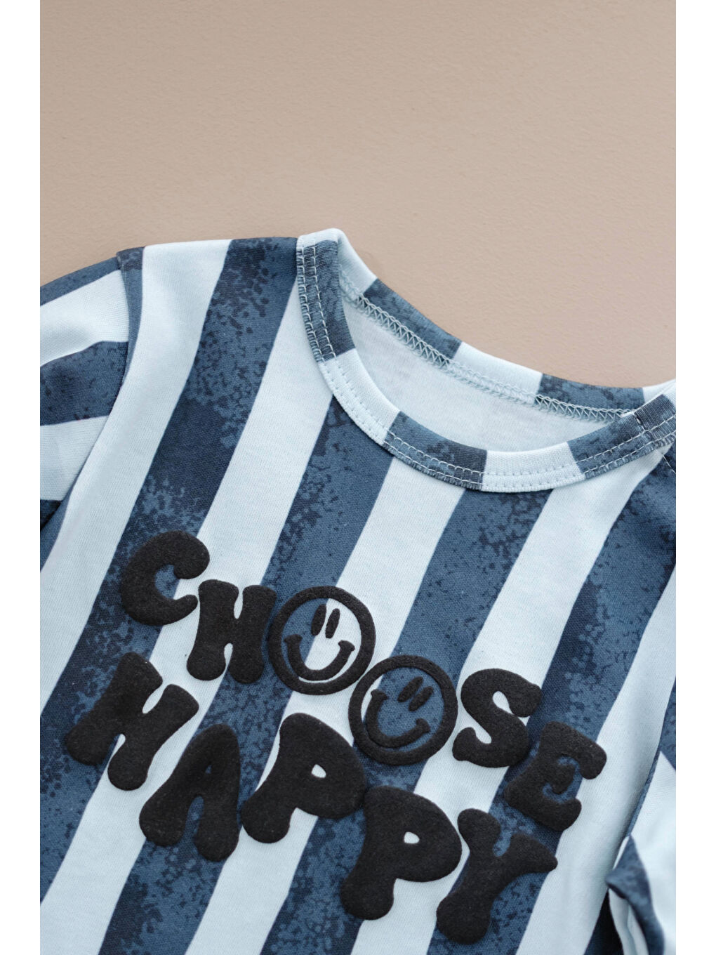 Mavi Choose Happy Baskılı Düğme Detaylı Bebek Üst-2