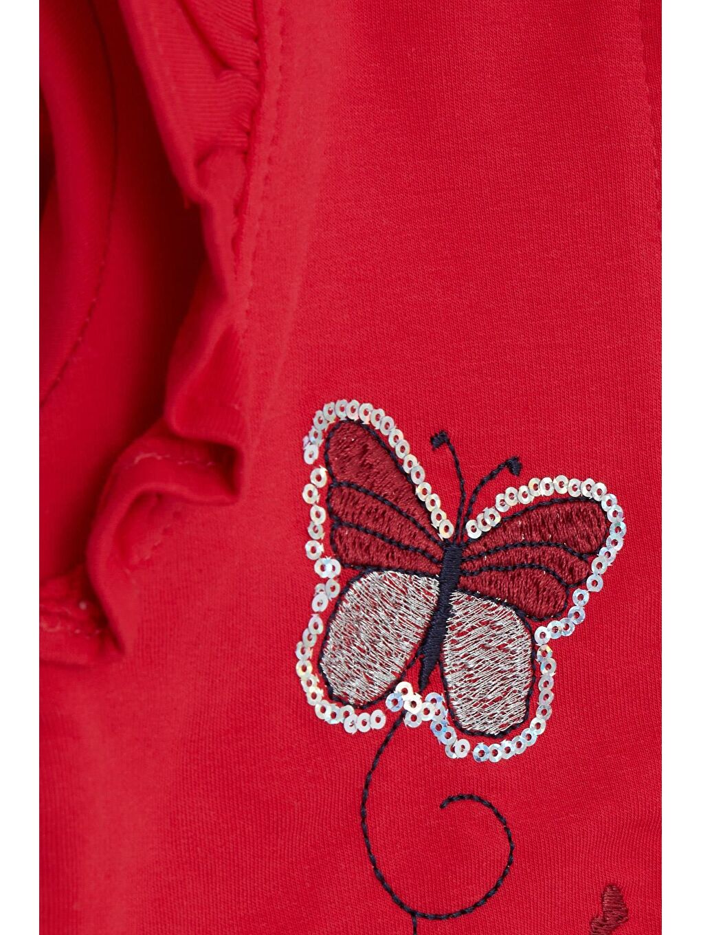 Kırmızı Kız Bebek Eşofman Takımı Kelebekli Pullu Narçiçeği (1.5 Yaş)-5