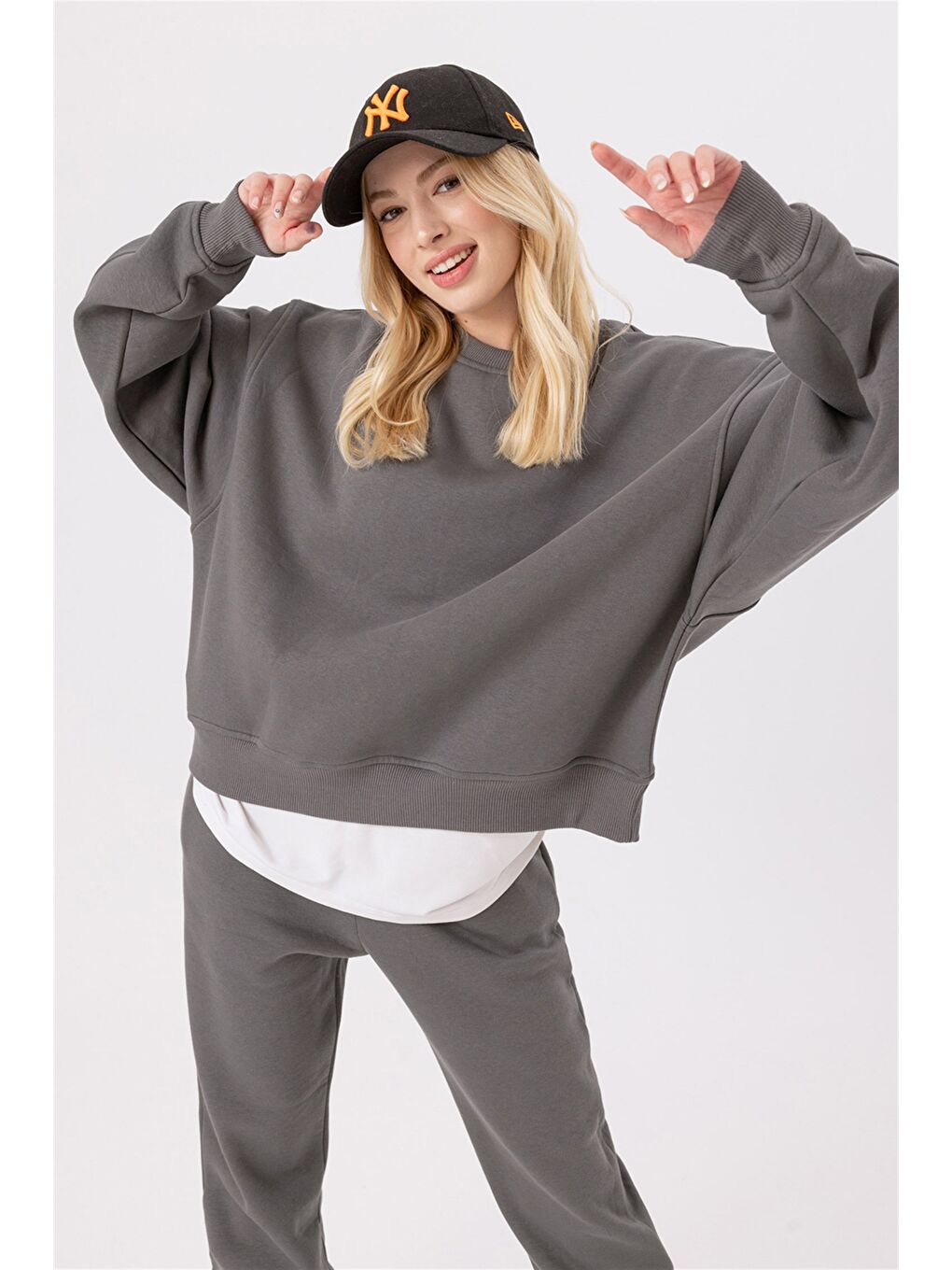 Kadın Vibe Oversize Antrasit Sweatshirt