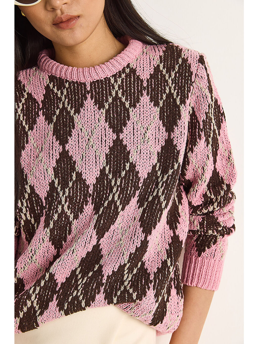 Pembe Kadın Baklavalı Kazak-4