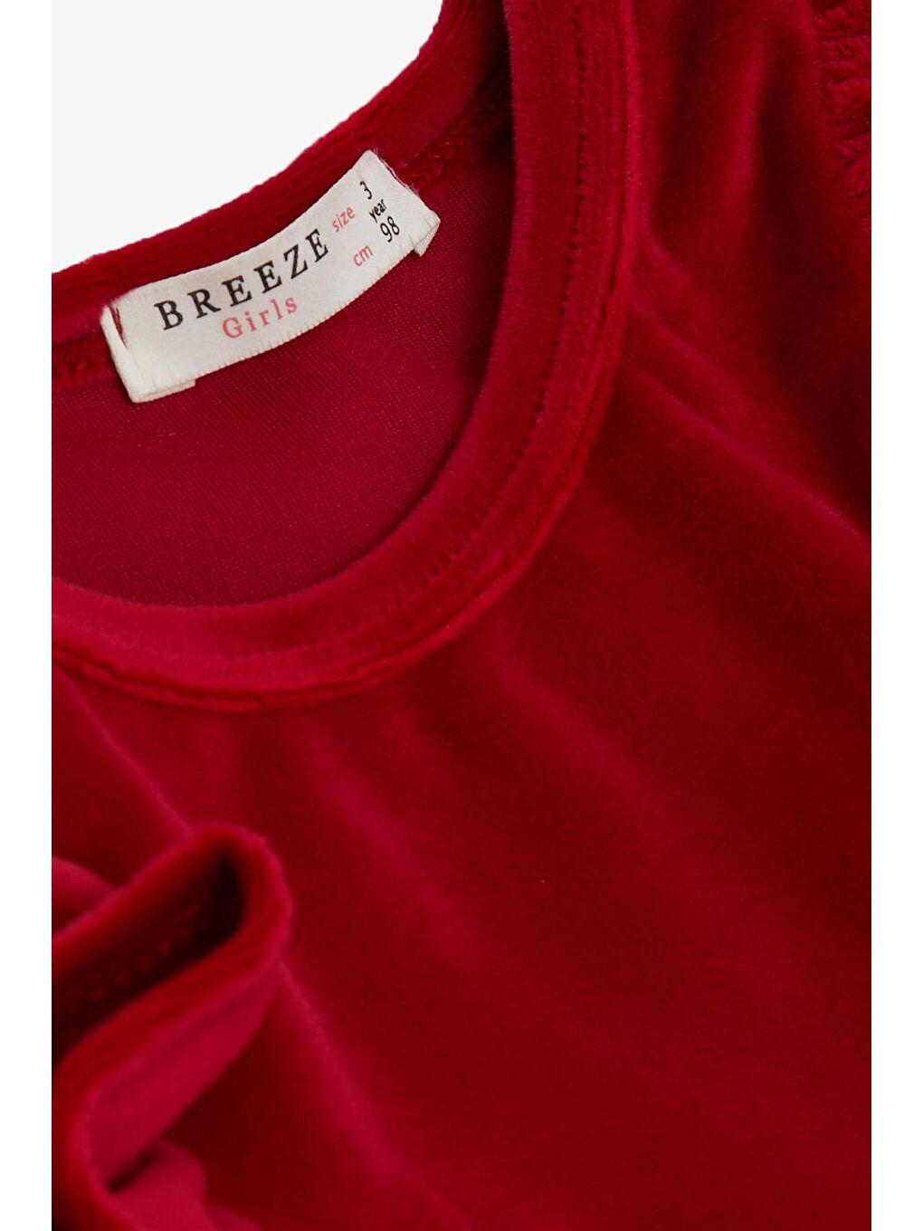 Kız Çocuk Elbise Kadife Fiyonklu Tüllü Kırmızı (3-8 Yaş)-2