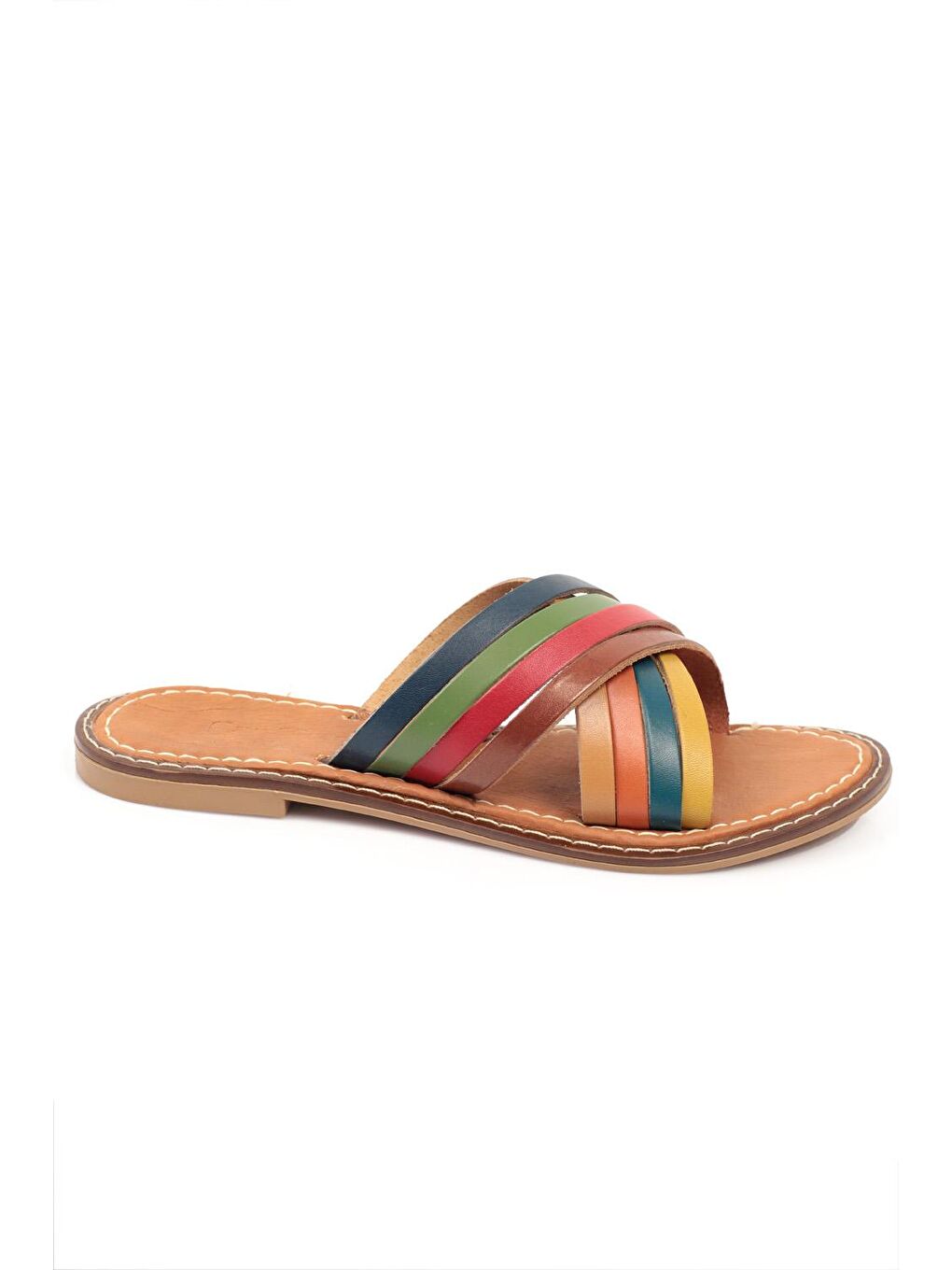 Karışık 8098 Hakiki Deri Kadın Bodrum Terlik-1