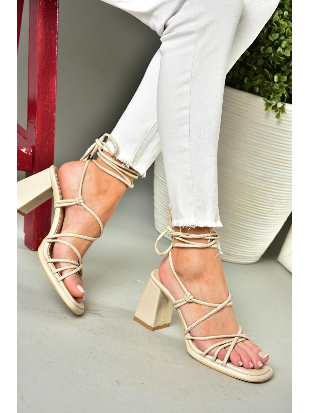 S2824705 Bej Kadın Topuklu Ayakkabı-1