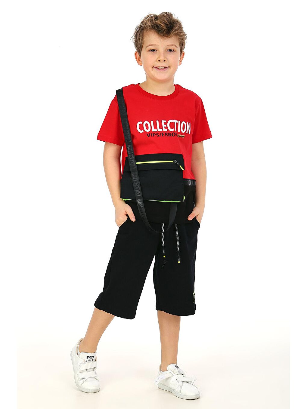 Kırmızı Erkek Çocuk Cepli Şortlu Takım 5-9 Yaş 14098