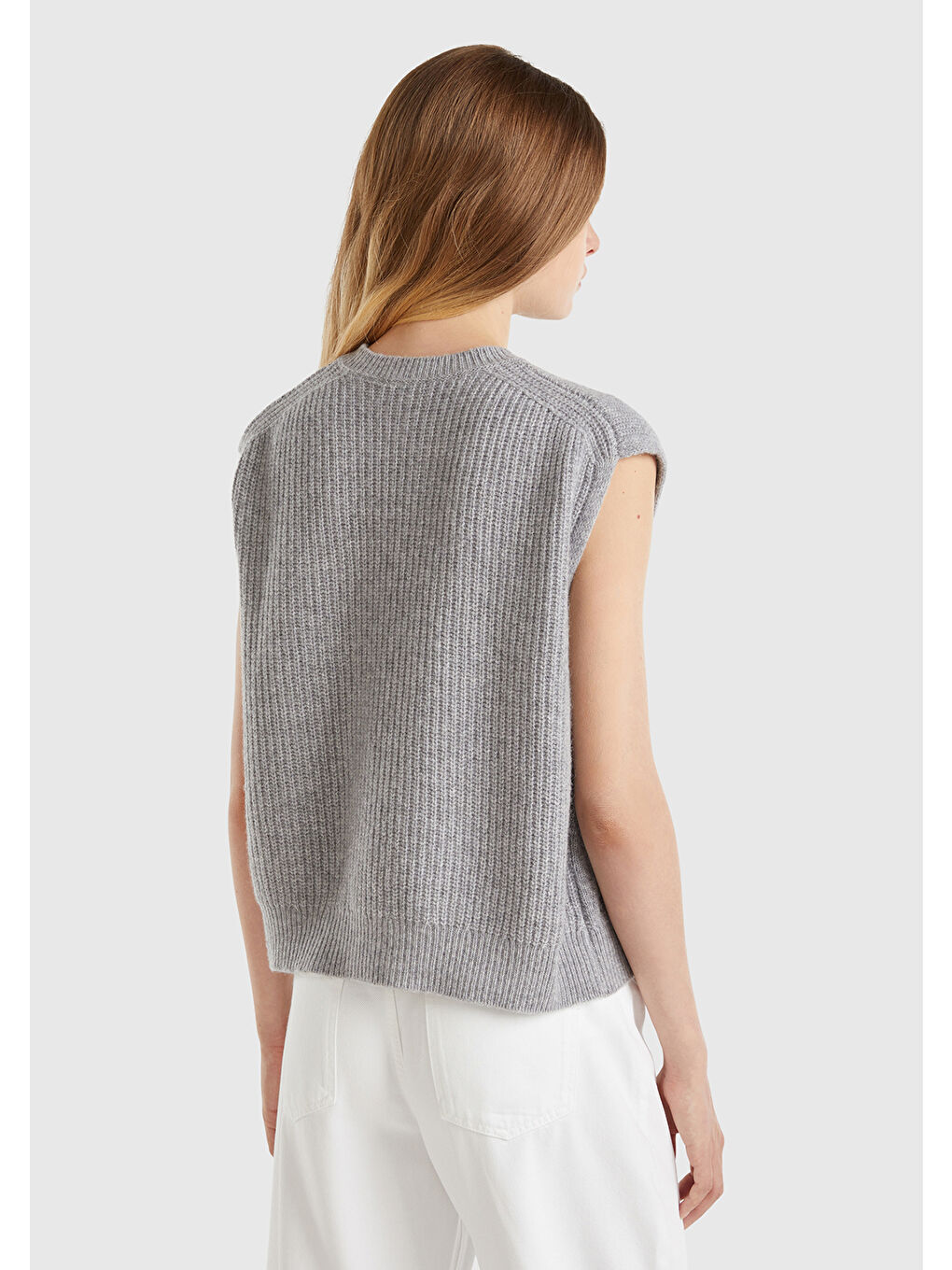 Karışık Kadın Yün Karışımlı Örgü Motifli Yuvarlak Yaka Süveter-1