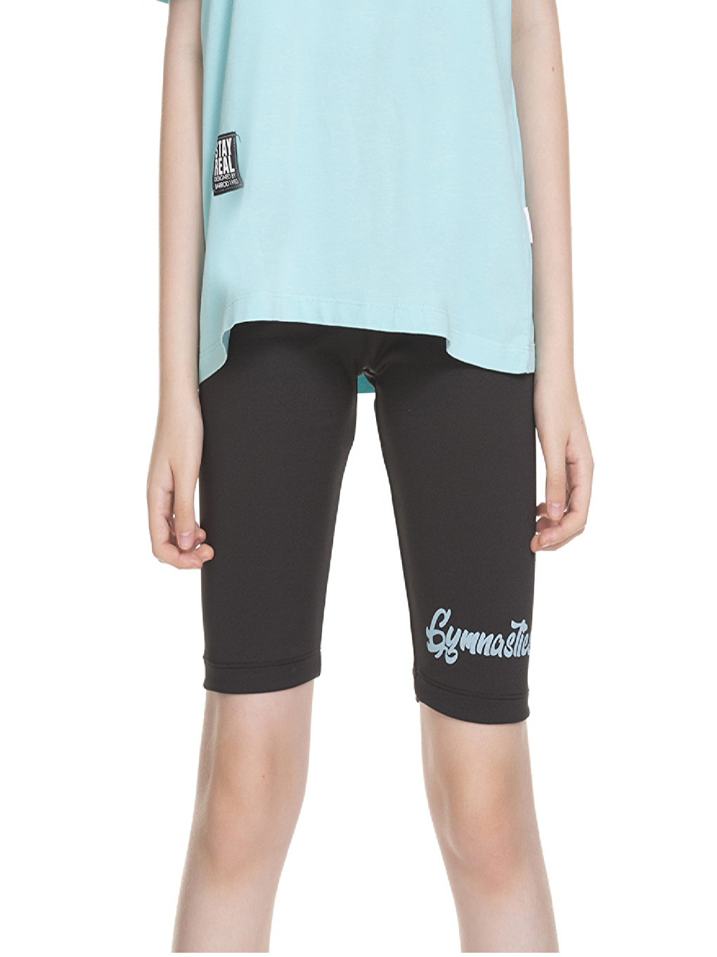 Turkuaz Kız Çocuk Gymnastics Yazılı Scuba Tayt