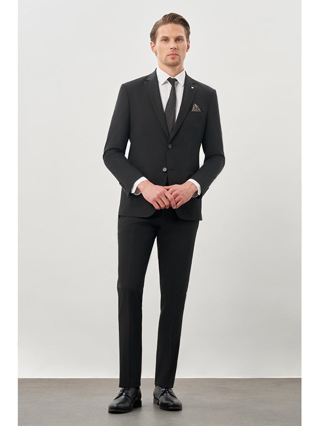 Siyah Düz Mono Yaka 6 Drop Slim Fit Classic Takım Elbise 1001245178_001