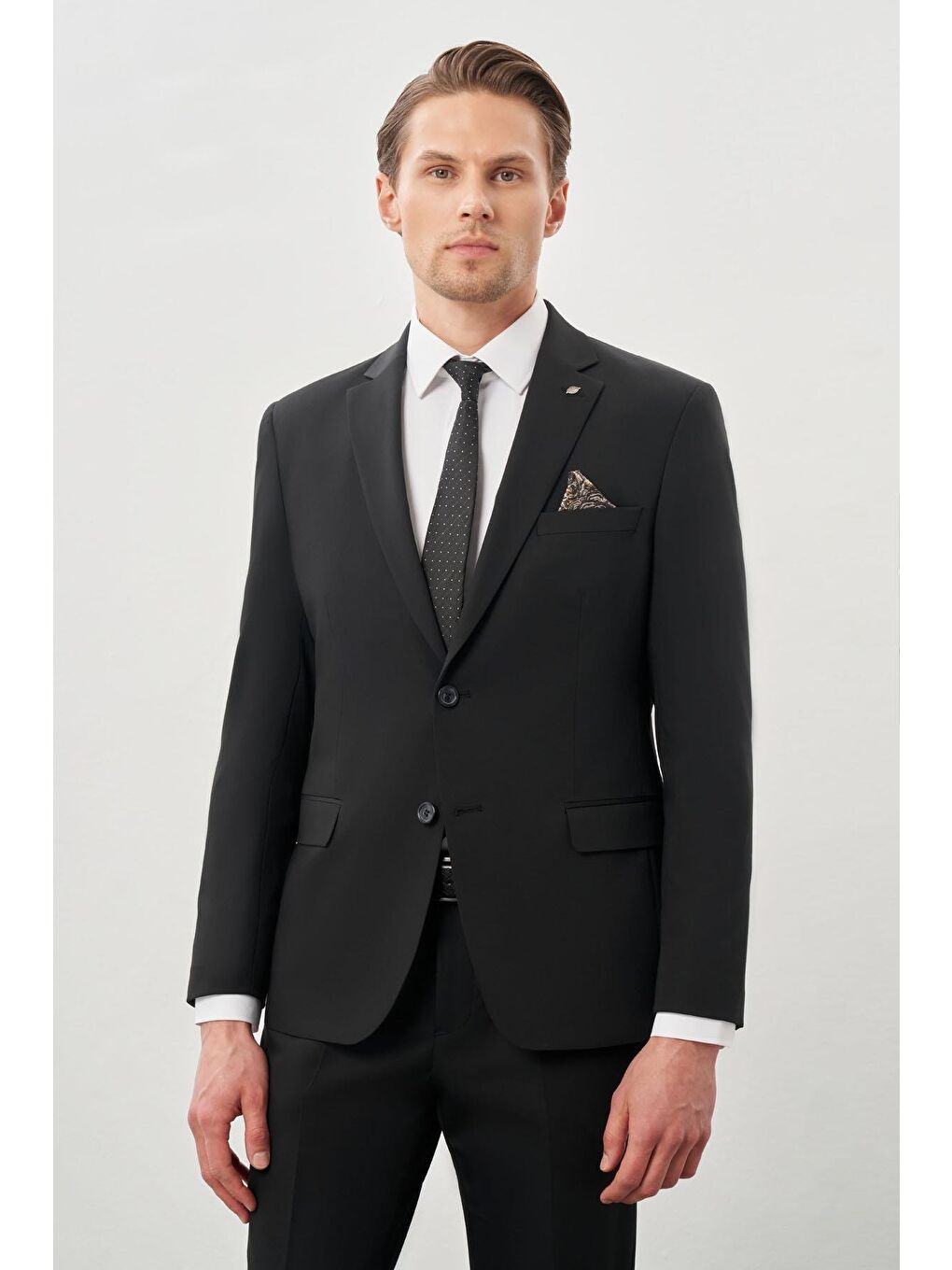 Siyah Düz Mono Yaka 6 Drop Slim Fit Classic Takım Elbise 1001245178_001-1