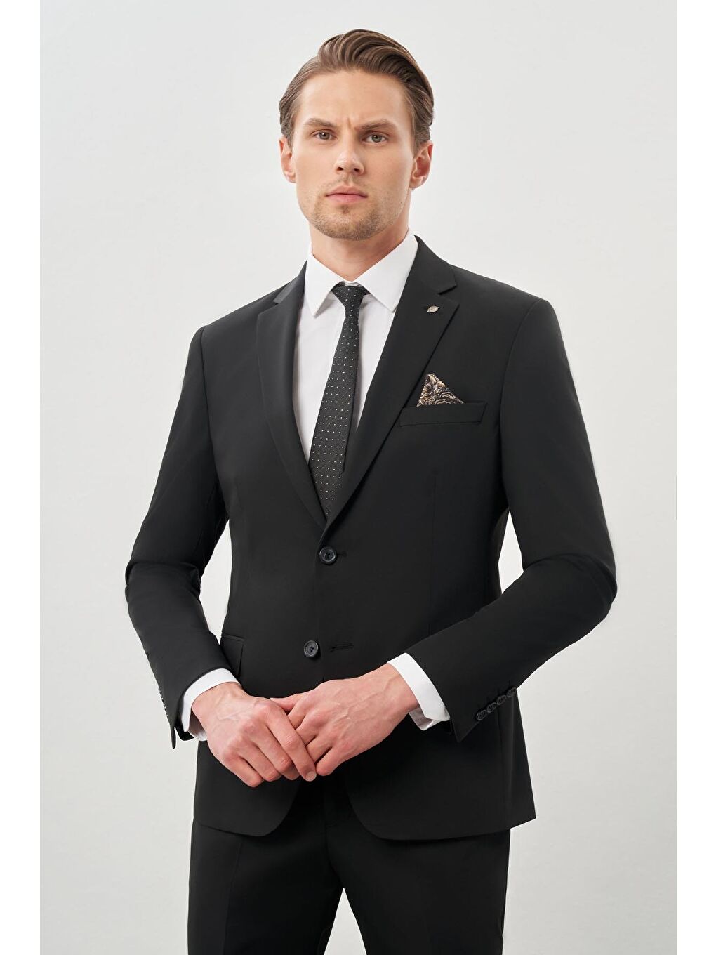 Siyah Düz Mono Yaka 6 Drop Slim Fit Classic Takım Elbise 1001245178_001-2