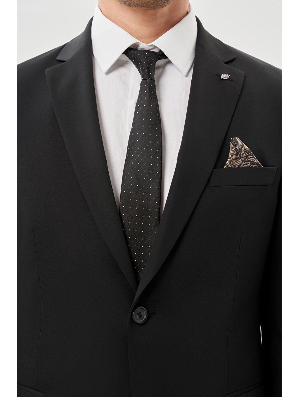 Siyah Düz Mono Yaka 6 Drop Slim Fit Classic Takım Elbise 1001245178_001-3