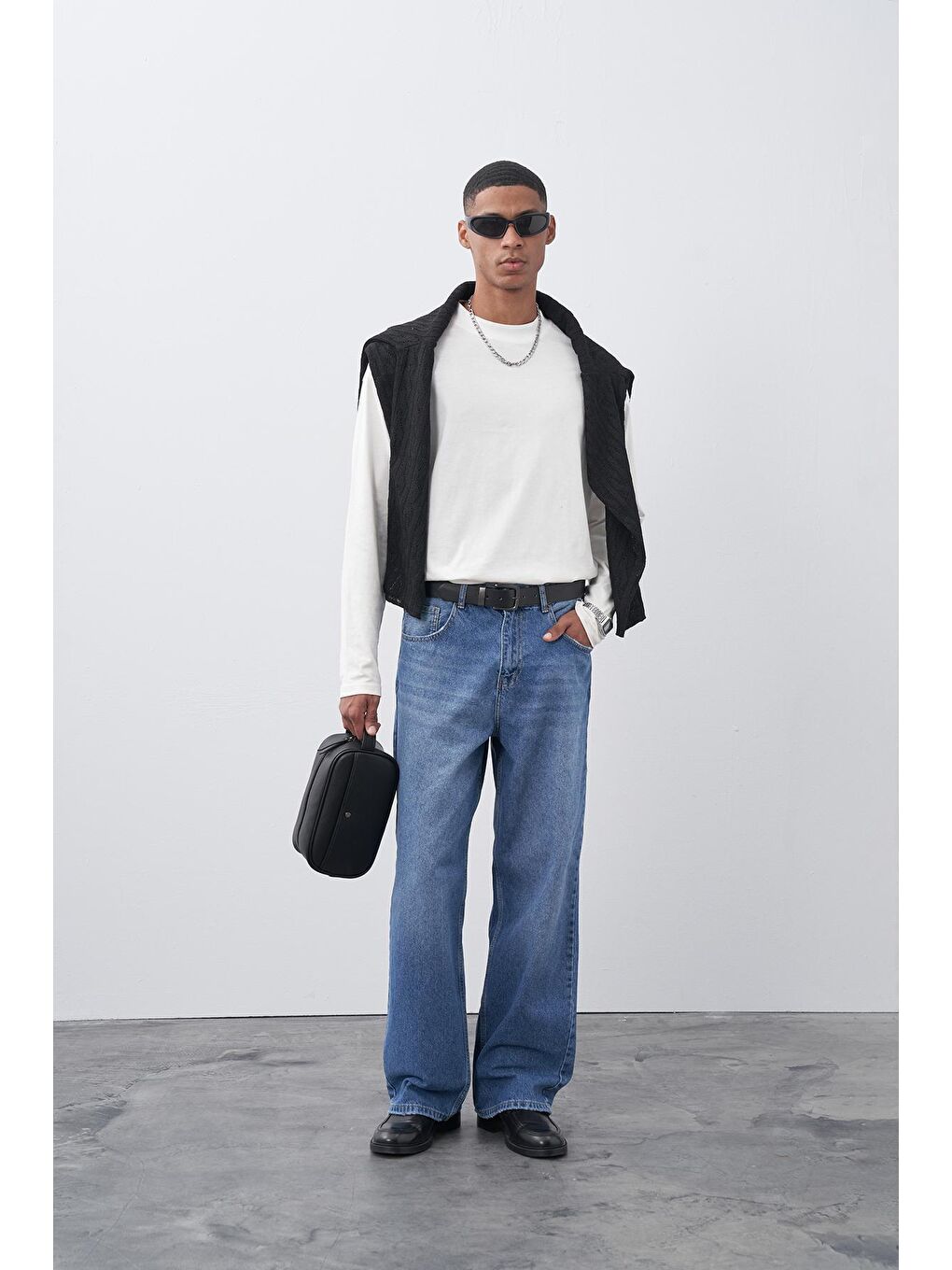 Koyu Mavi Baggy Fit Jeans