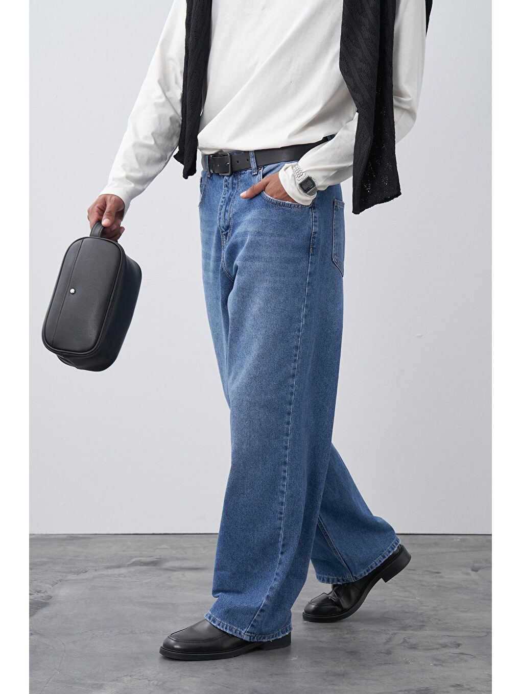 Koyu Mavi Baggy Fit Jeans-1