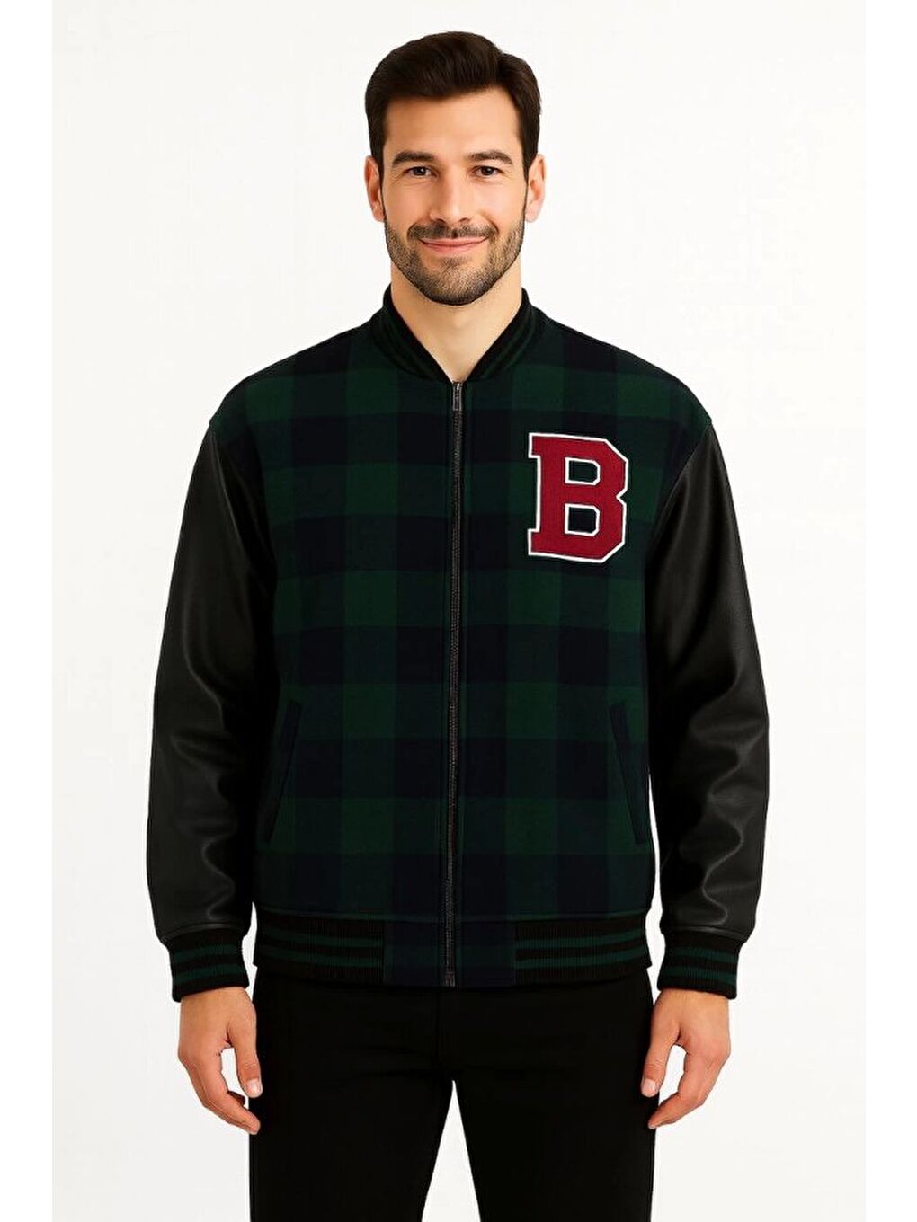 Kolları Suni Deri Içi Astarlı Oduncu Kolej Içi Ceket - Haki-2