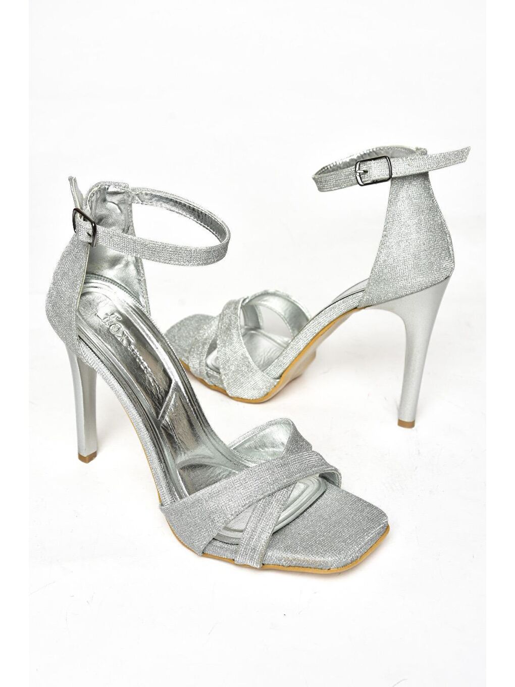 Gri S2511460 Gümüş Kadın Topuklu Ayakkabı-5