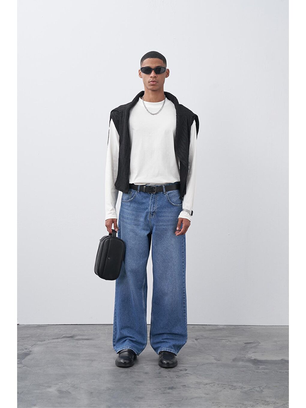 Koyu Mavi Baggy Fit Jeans-3