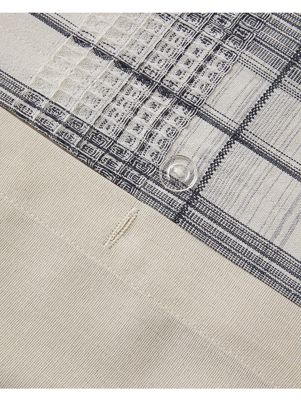 Waffle Check İpliği Boyalı King Size Nevresim Takımı 240x220 cm Gri-5