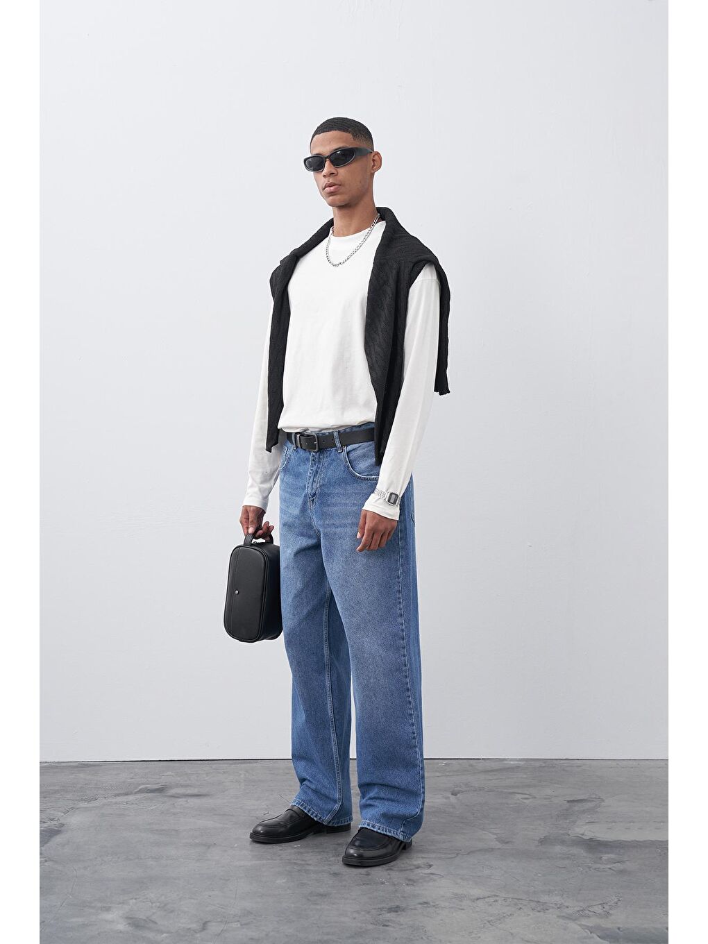 Koyu Mavi Baggy Fit Jeans-4