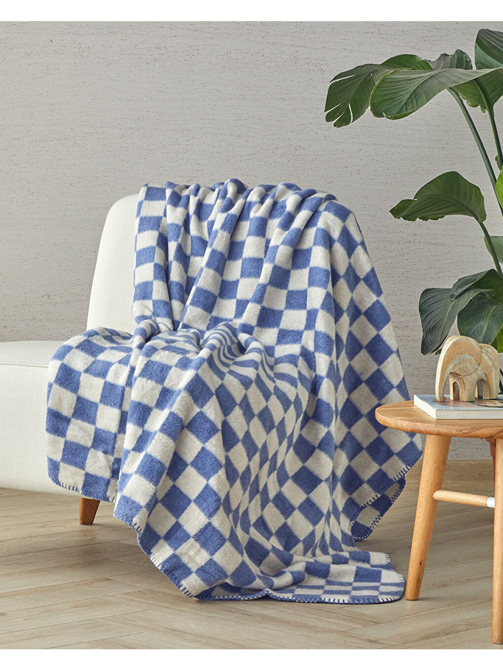 English Home Retro Plaid Akrilik Tv Battaniye Mavi - 1