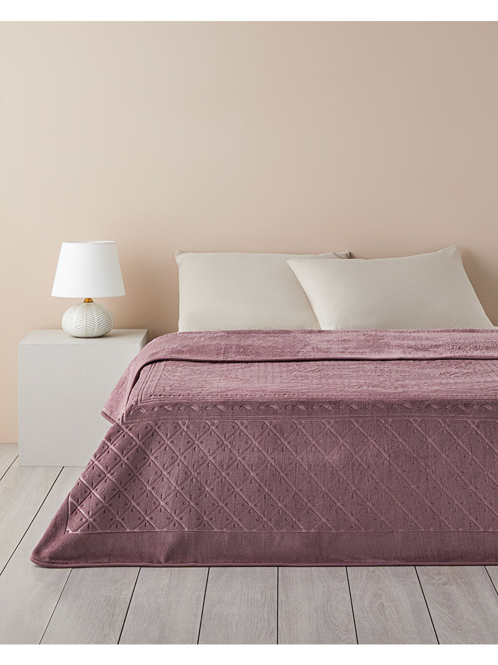 Timeless Emboss Çift Kişilik Battaniye 200x220 cm Mor-1