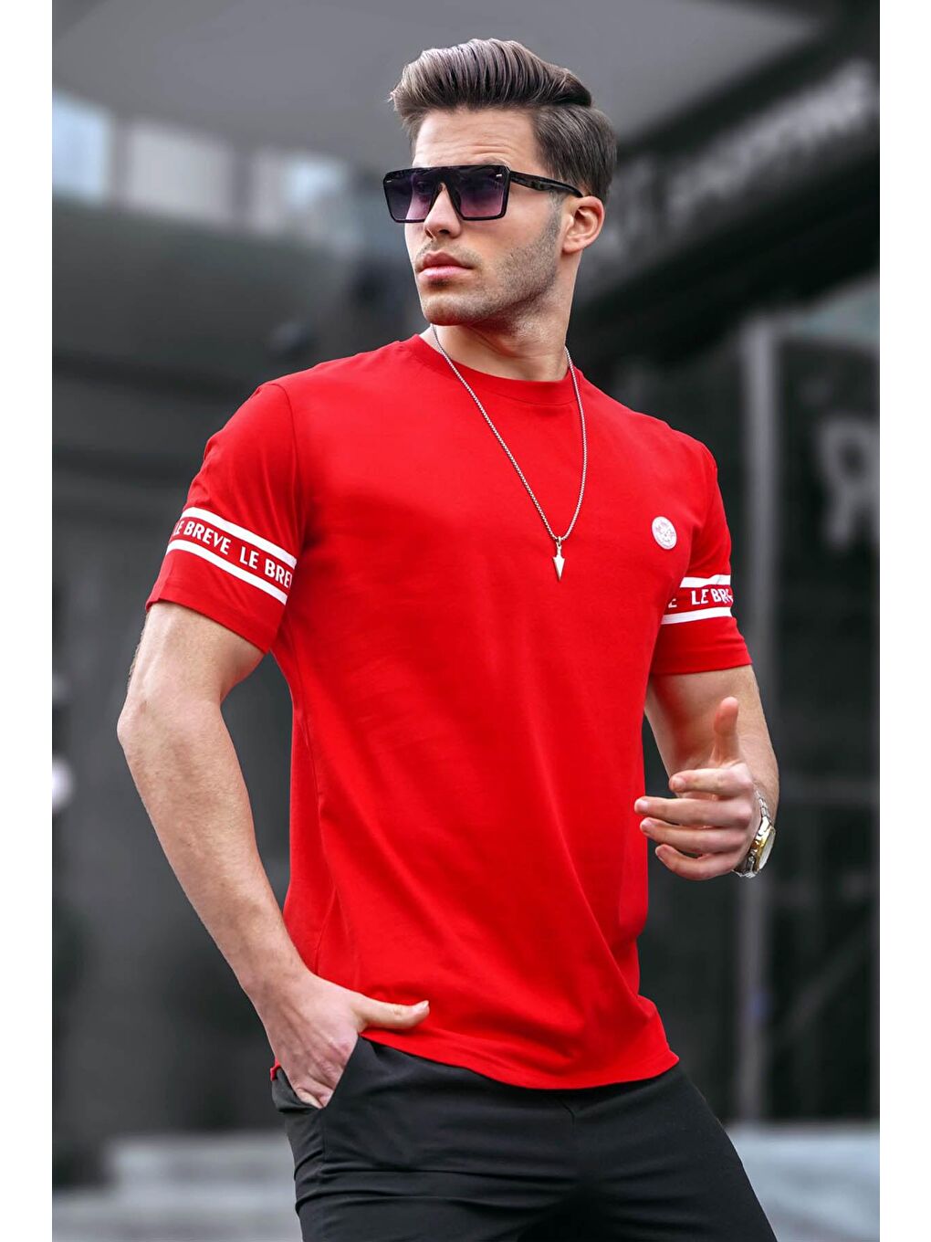 Erkek Kırmızı %100 Pamuk Tişört