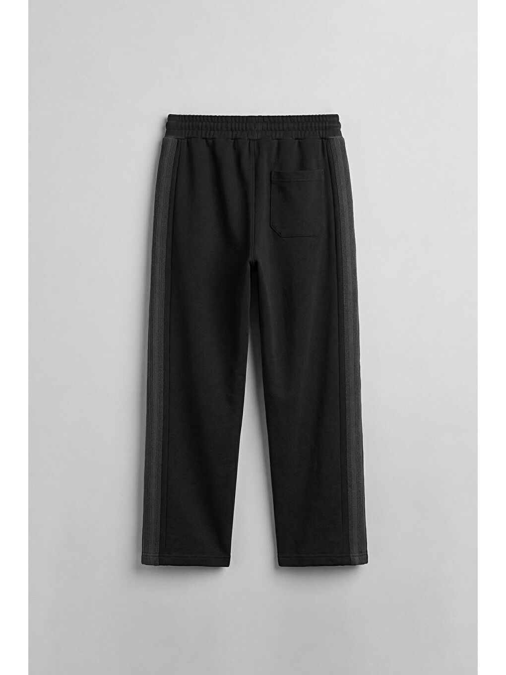 Erkek Baggy Fit Yan Şerit Fitilli Eşofman Altı Siyah-1