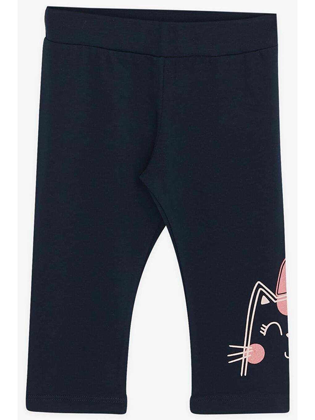 Pembe Kız Bebek Kapri Taytlı Takım Simli Kedicik Baskılı Somon (1.5 Yaş)-6