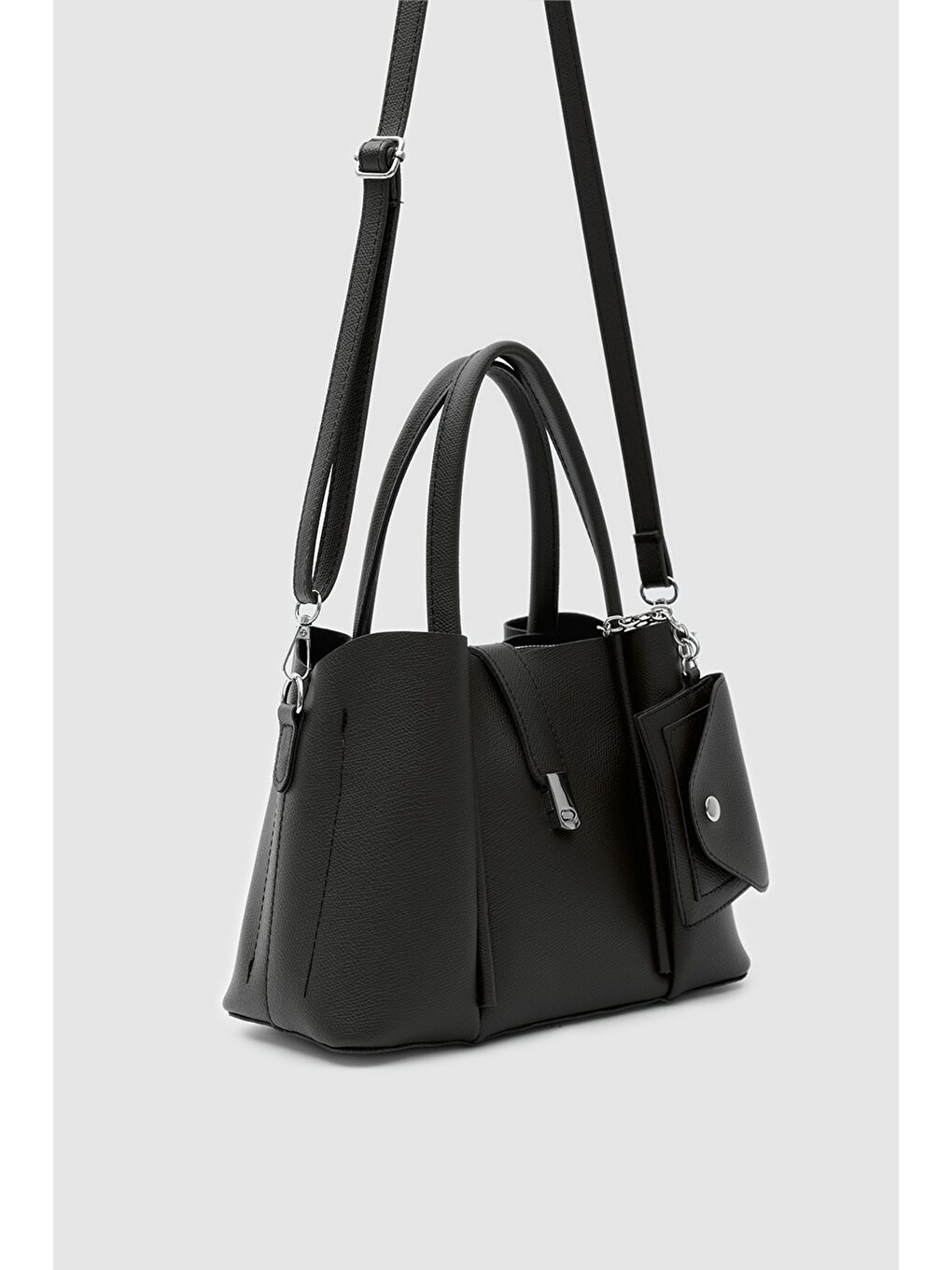 Guide Kartlık Charmlı El Ve Omuz Çantası Siyah-2