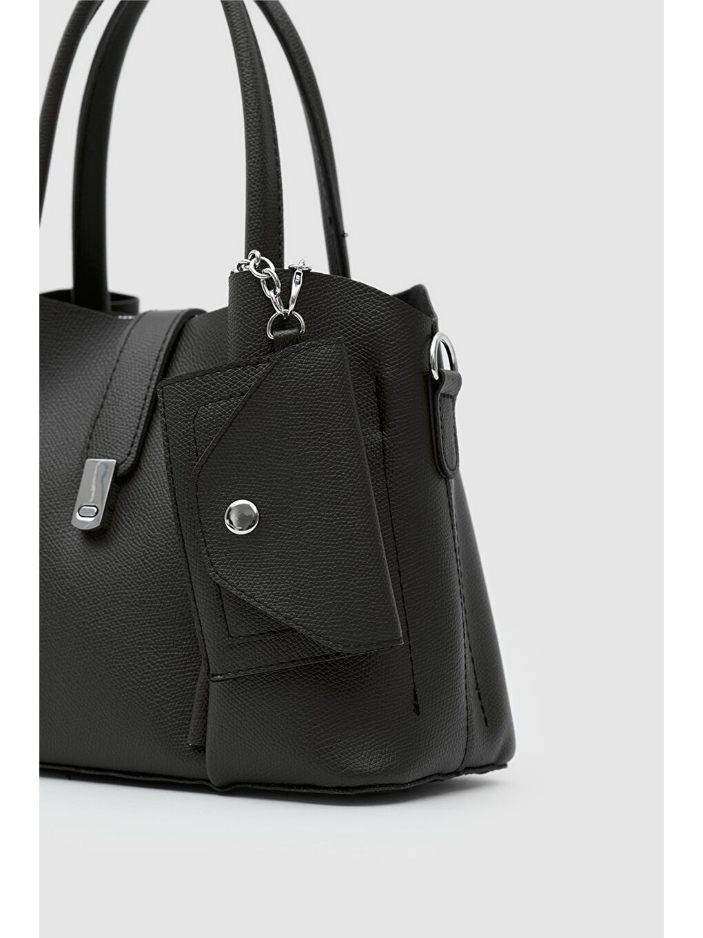 Guide Kartlık Charmlı El Ve Omuz Çantası Siyah-3