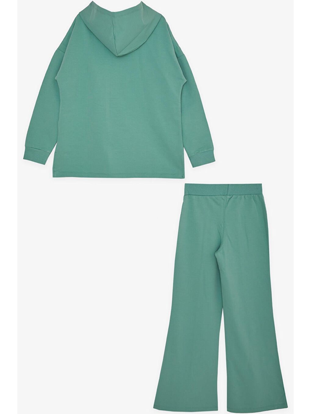 Turkuaz Kız Çocuk Pantolonlu Takım Yazı Baskılı Yırtmaçlı Mint Yeşili (10-13 Yaş)-1