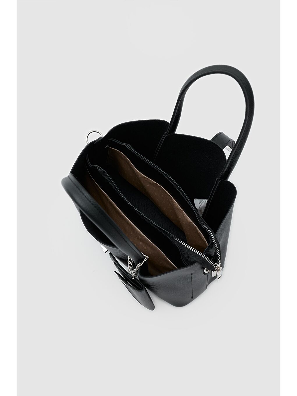 Guide Kartlık Charmlı El Ve Omuz Çantası Siyah-5