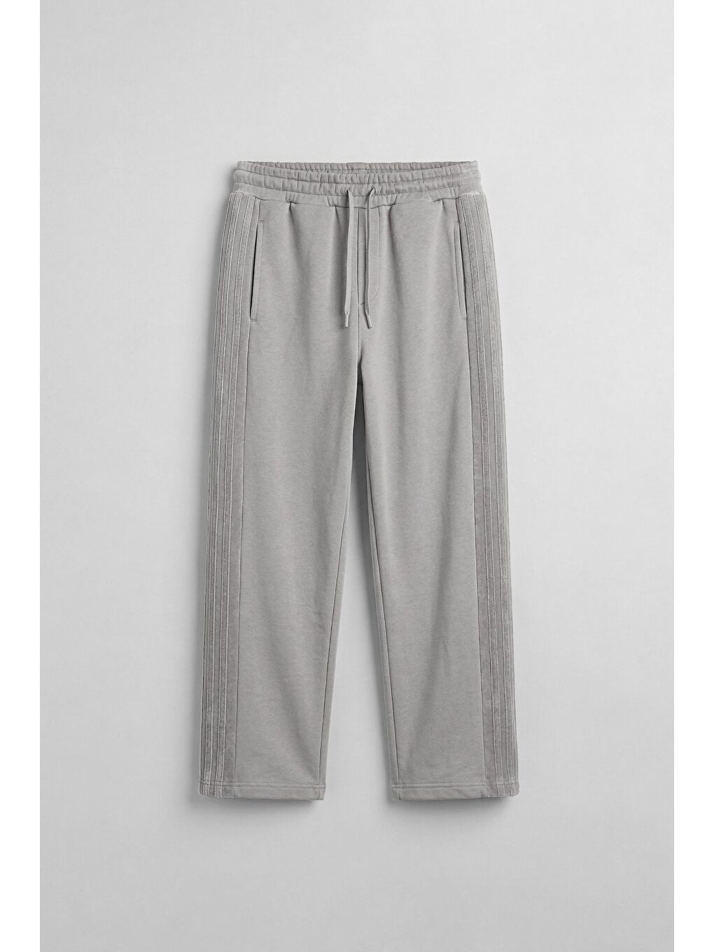 Erkek Baggy Fit Yan Şerit Fitilli Eşofman Altı Gri