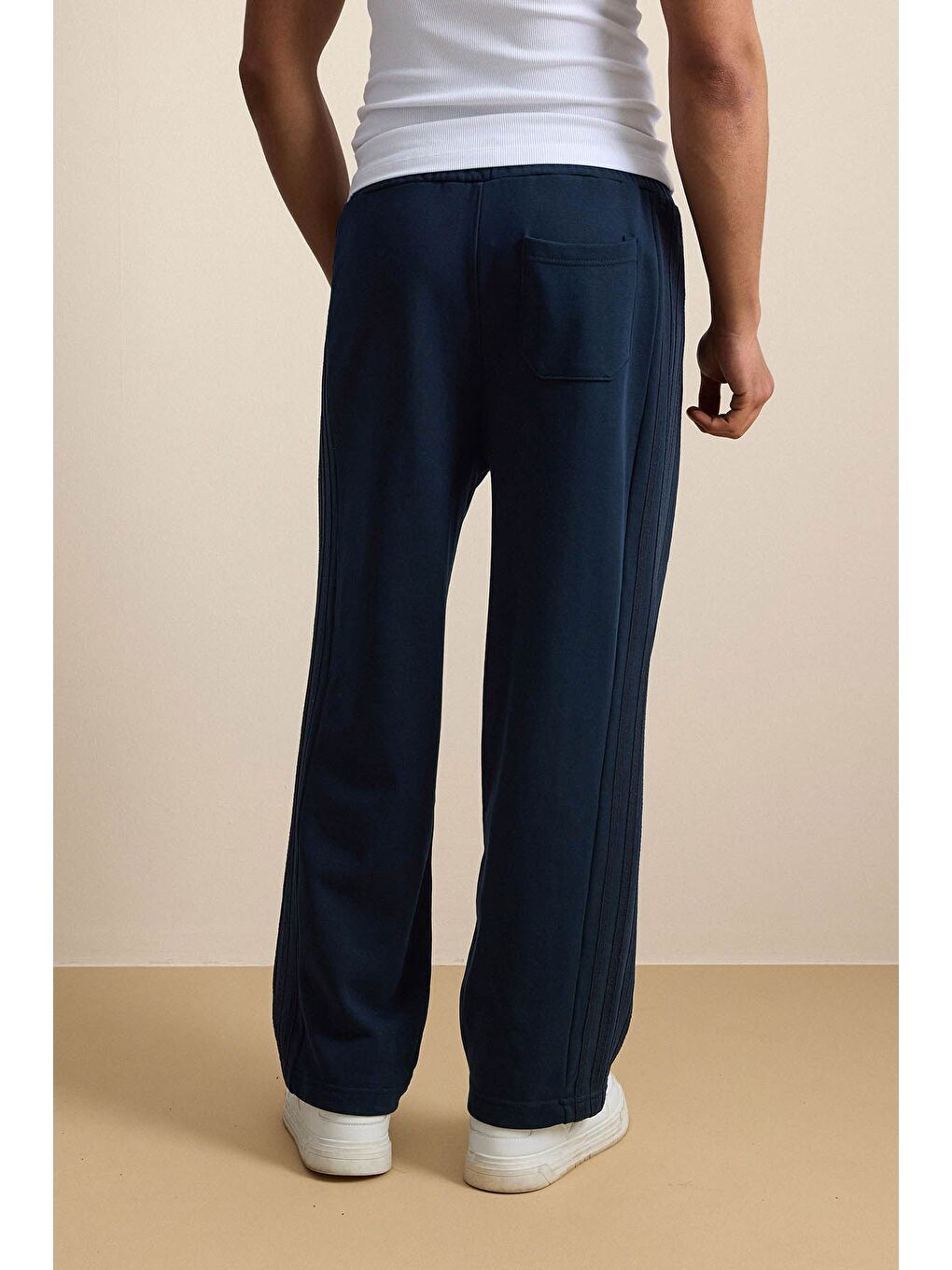 Erkek Baggy Fit Yan Şerit Fitilli Eşofman Altı Lacivert-6