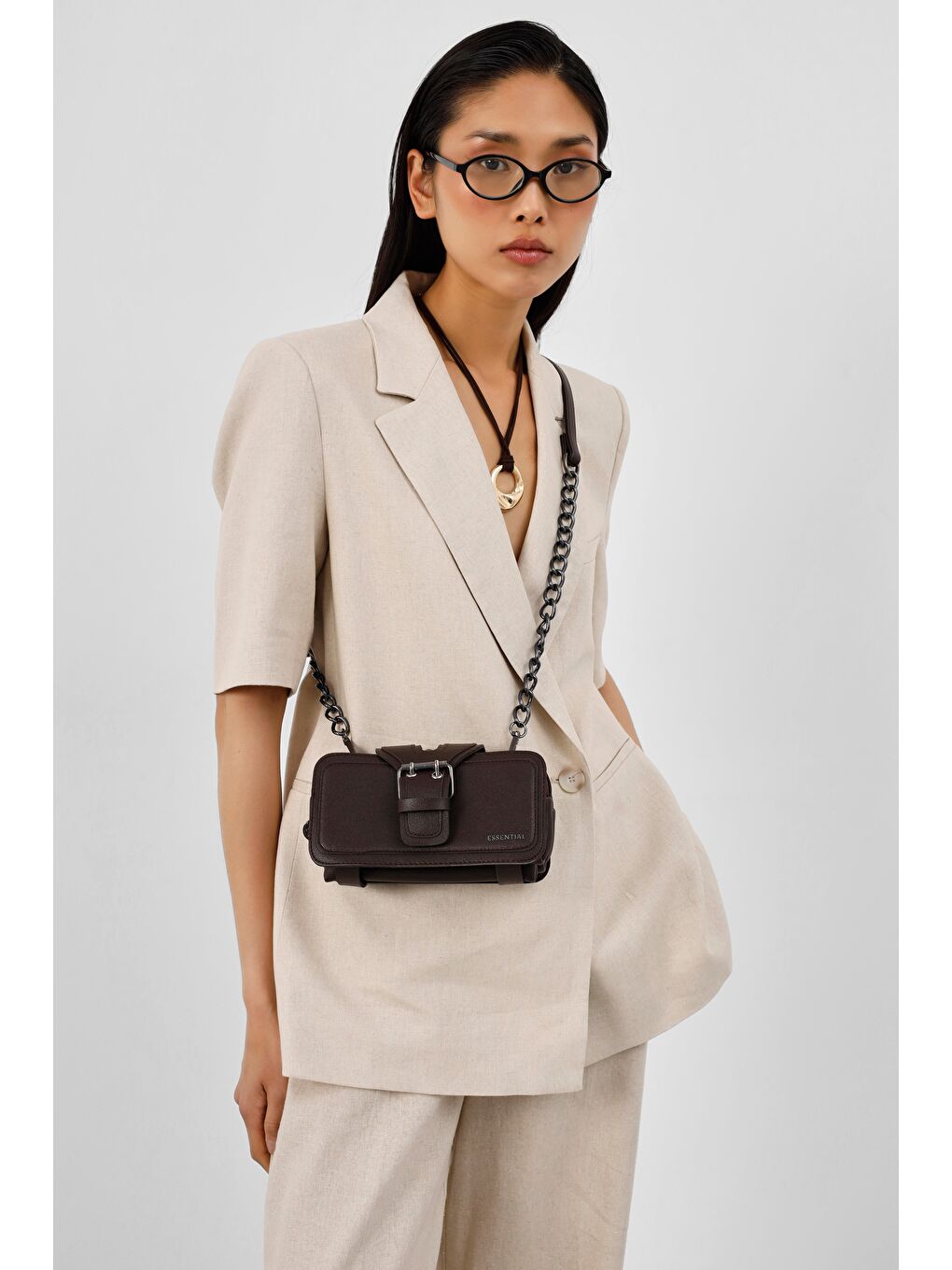 Kahverengi Movo Çok Gözlü Çapraz Çanta Kahve-2