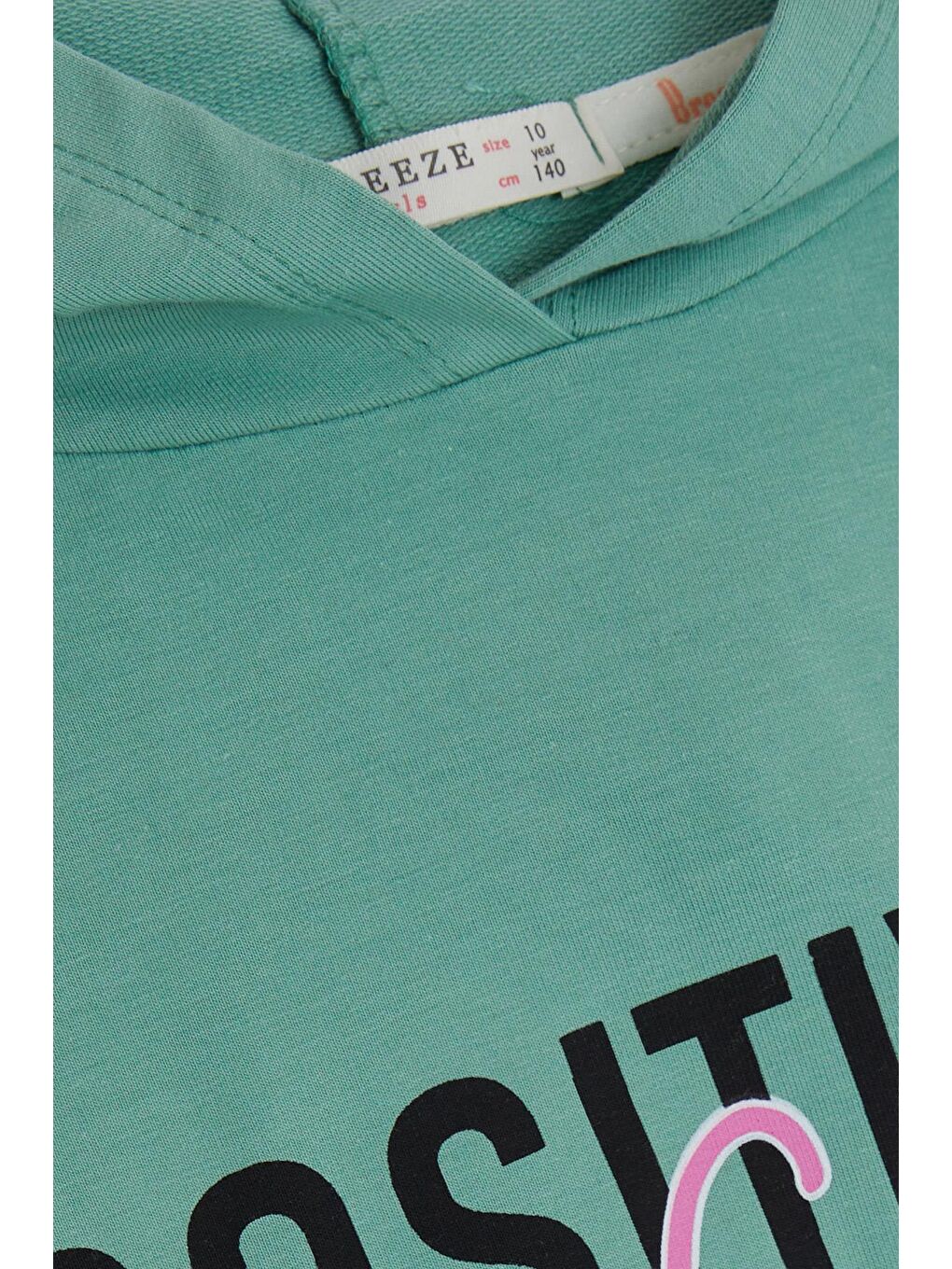 Turkuaz Kız Çocuk Pantolonlu Takım Yazı Baskılı Yırtmaçlı Mint Yeşili (10-13 Yaş)-4
