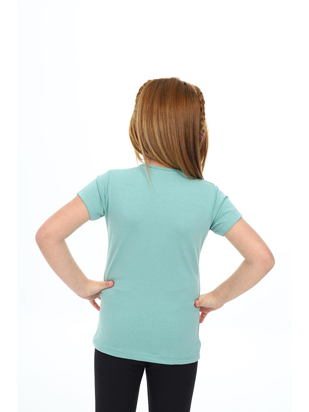 Yeşil Kız Çocuk Kelebek Baskılı T-Shirt 3-13 Yaş Zu107-1-4