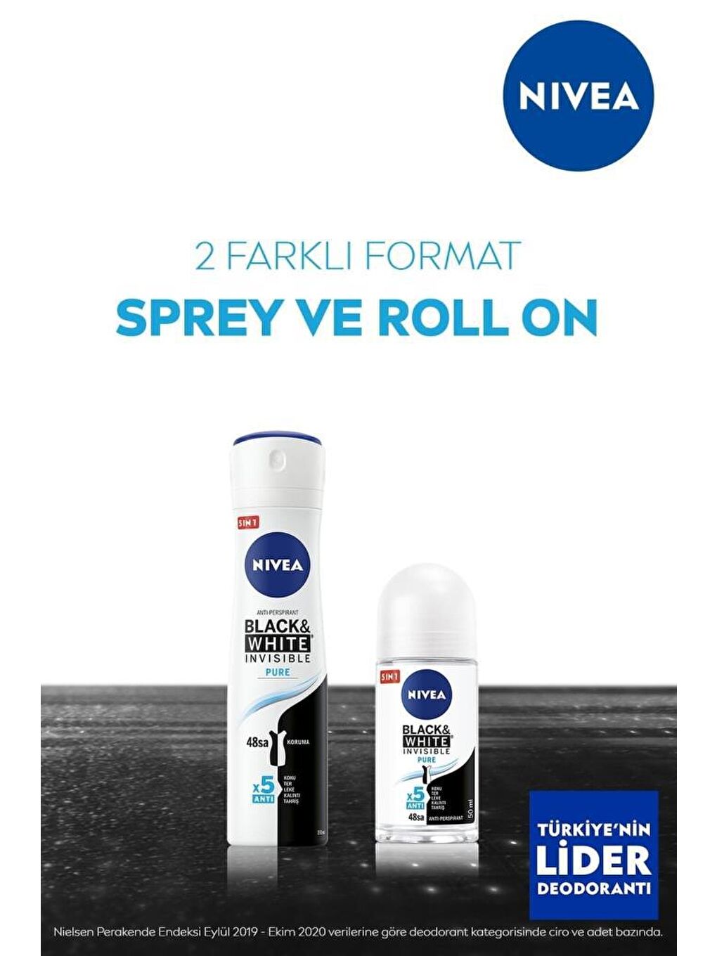 NIVEA Şeffaf Kadın Sprey Deodorant Black&White Invisible Pure 150 ml, 48 Saat Anti-Perspirant Koruma - 4