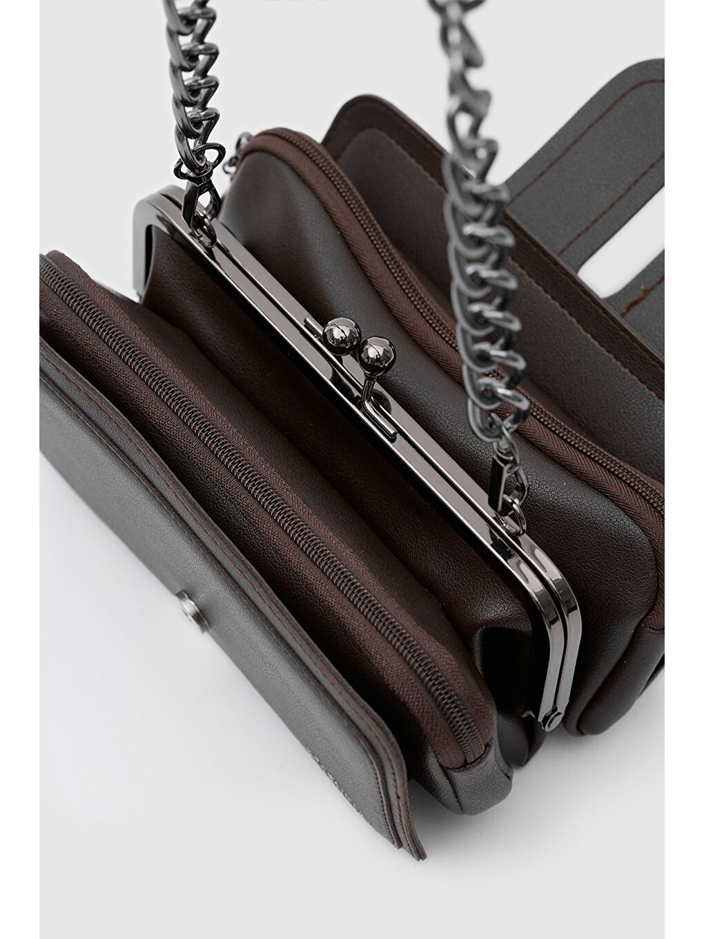 Kahverengi Movo Çok Gözlü Çapraz Çanta Kahve-8