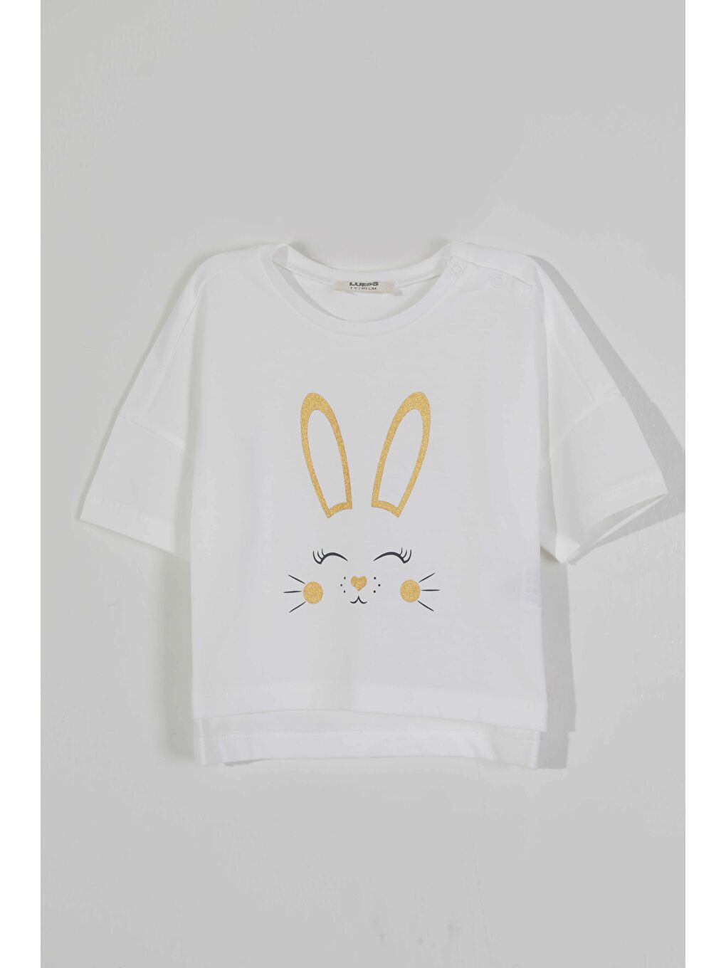 Beyaz Kız Çocuk Tavşan Baskı Pamuklu Tişört (9 ay- 4 yaş)