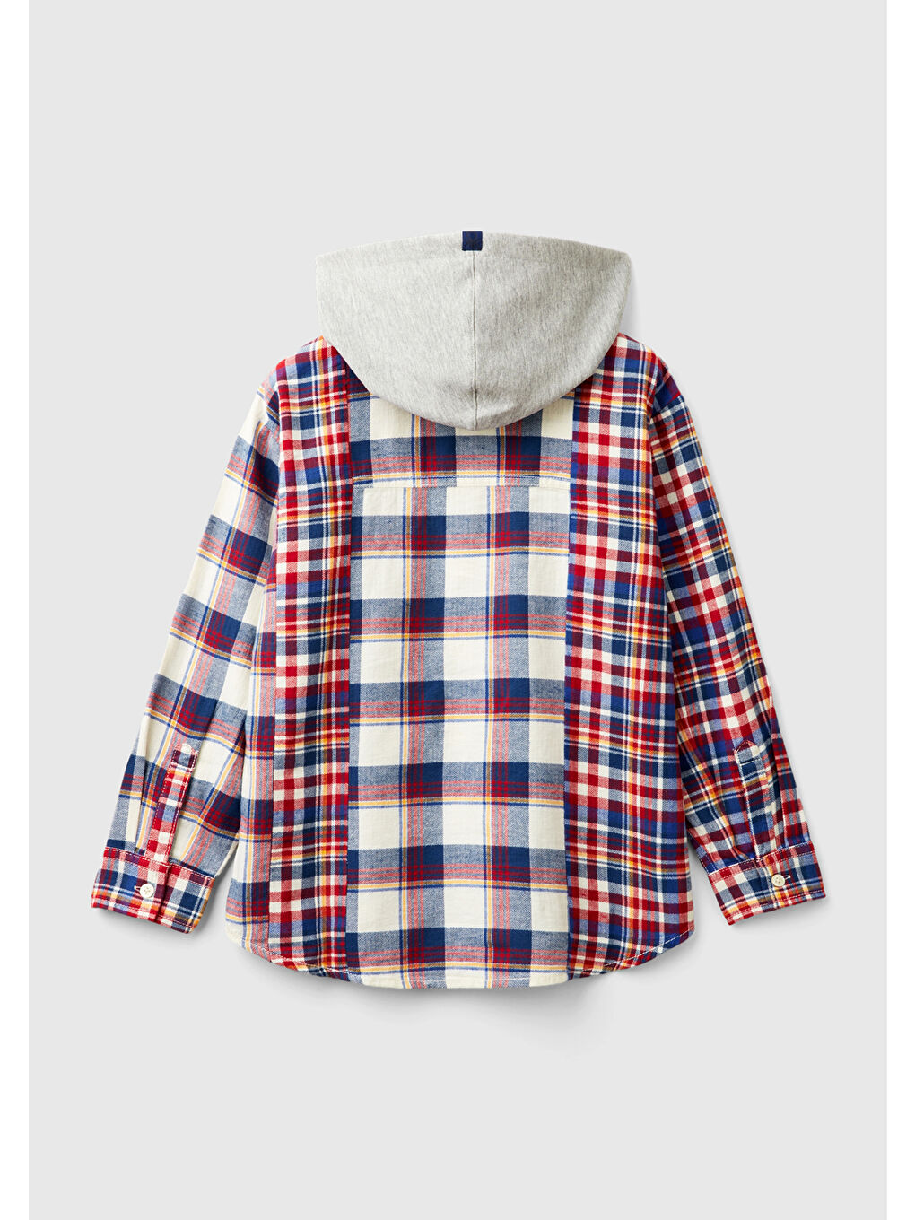 Karışık Erkek Çocuk Renk Detaylı Kapüşonlu Uzun Kollu Gömlek-1