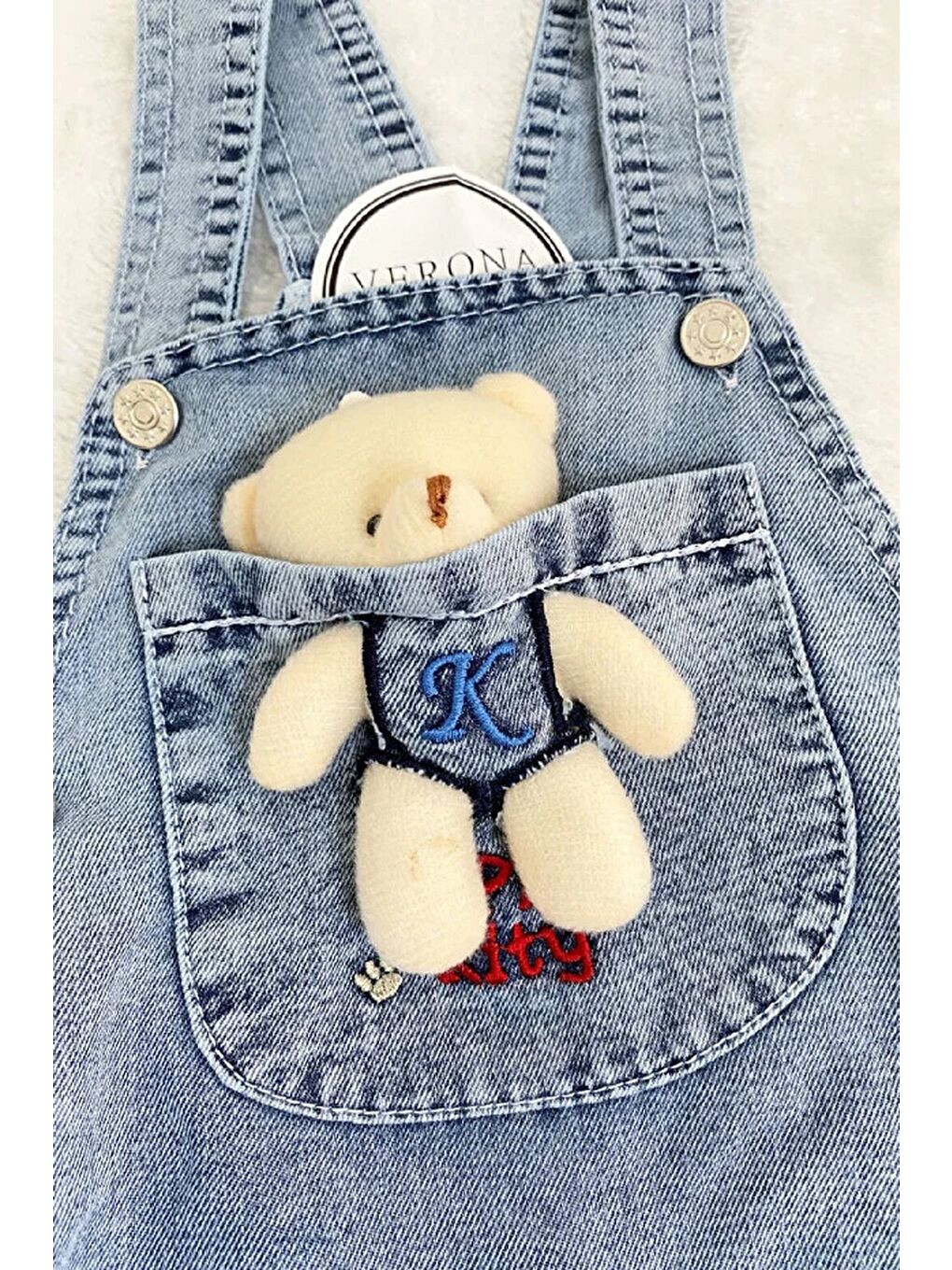 Mavi Erkek Bebek Jean Salopet Tulum 2li-5