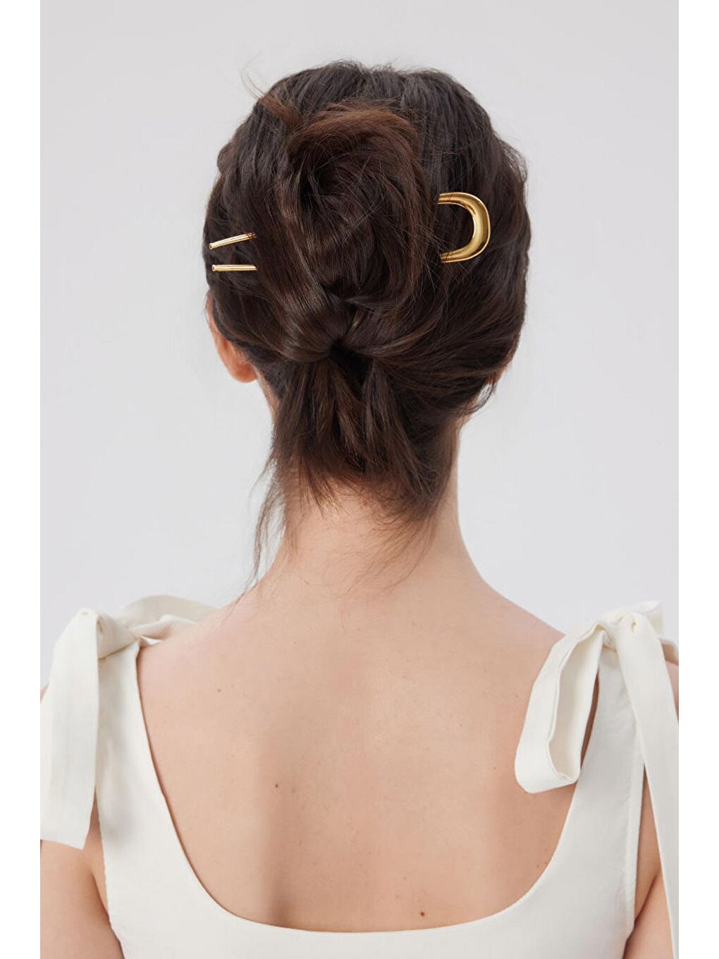 Sarı Plain Parlak Metal U Topuz Tokası-2