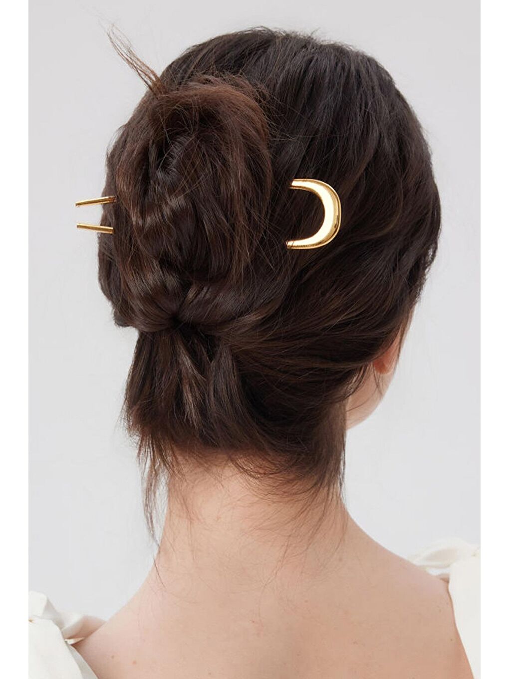 Sarı Plain Parlak Metal U Topuz Tokası-3