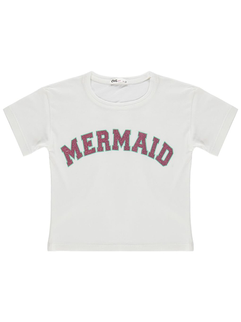 Girls Mermaid Baskılı 2-5 Yaş Tişört - Kırık Beyaz