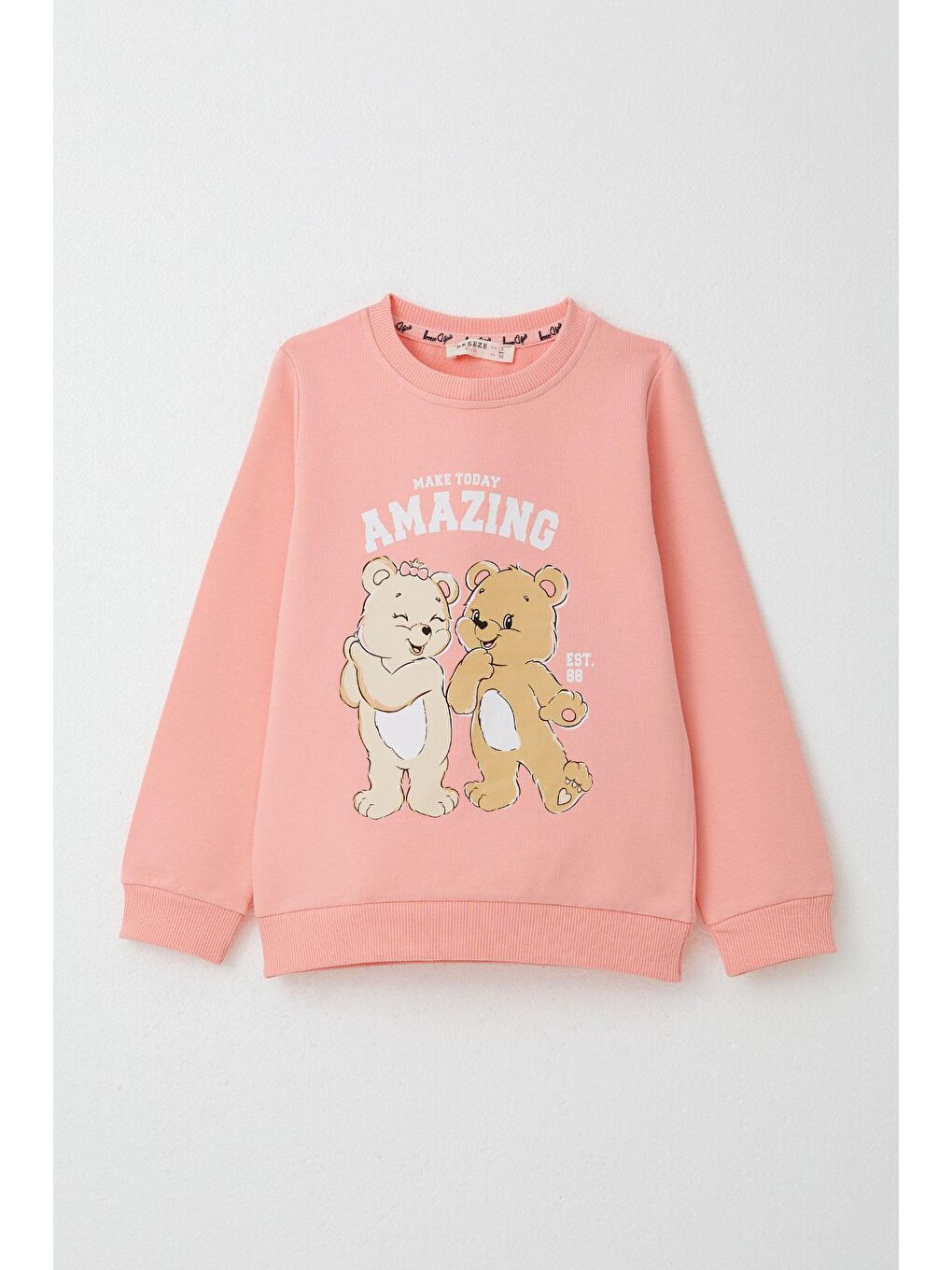 Pembe Kız Bebek Eşofman Takım Eğlenceli Ayıcıklar Baskılı Somon (1.5 Yaş)-1